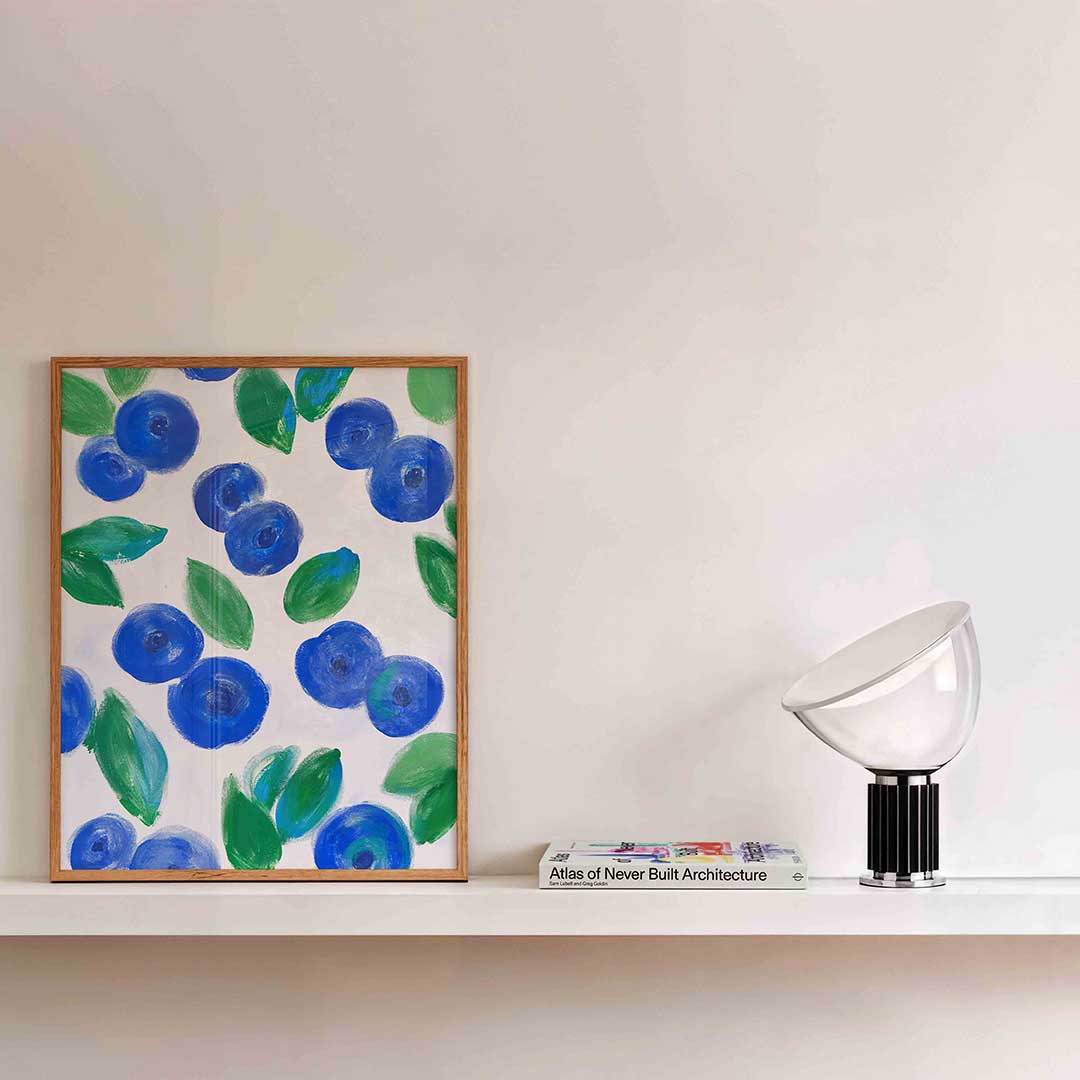 Blauwe bessen en bladeren Poster