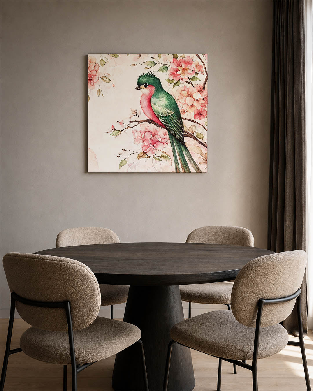 Vogel en bloemen Kunstwerk