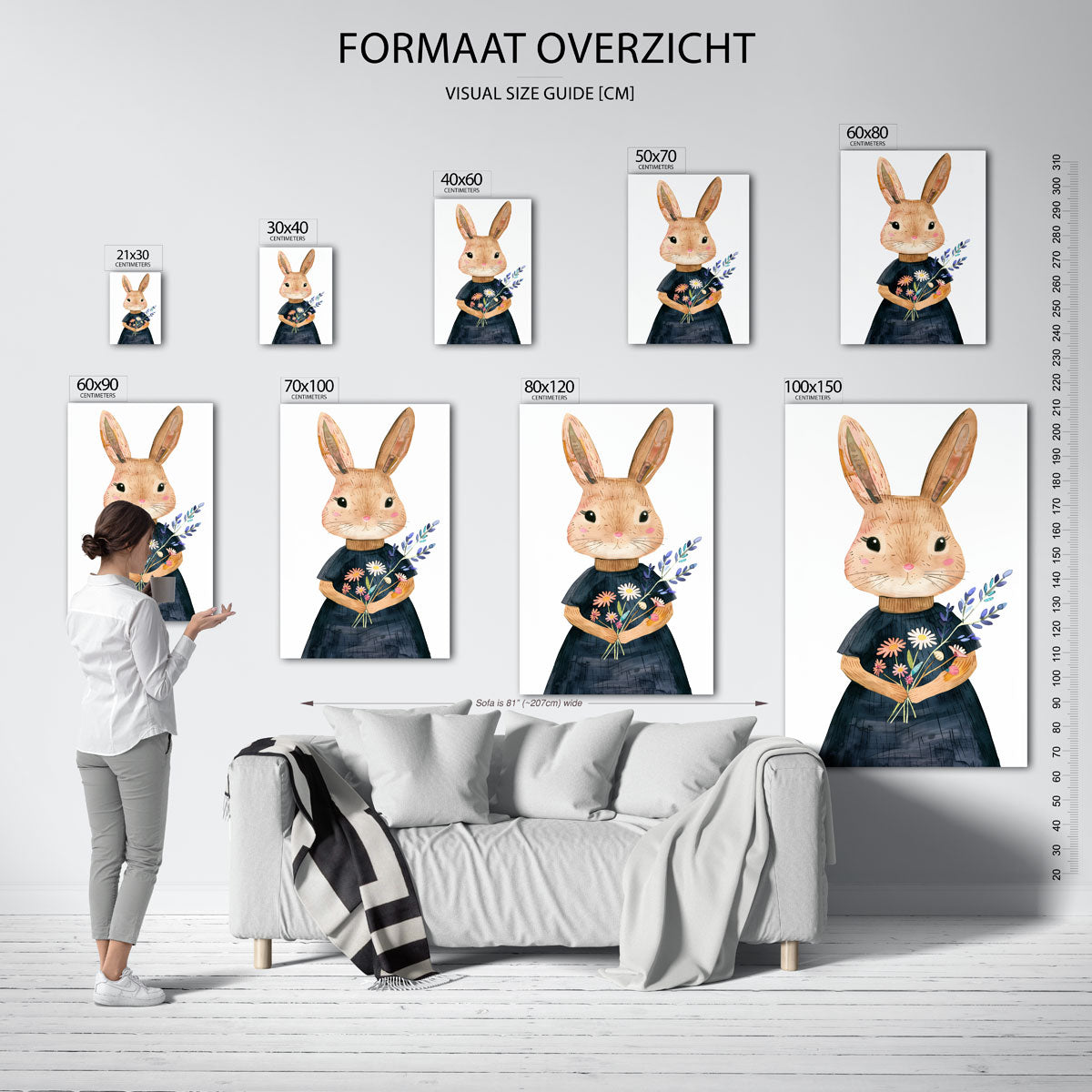 Konijn met bloemen Poster