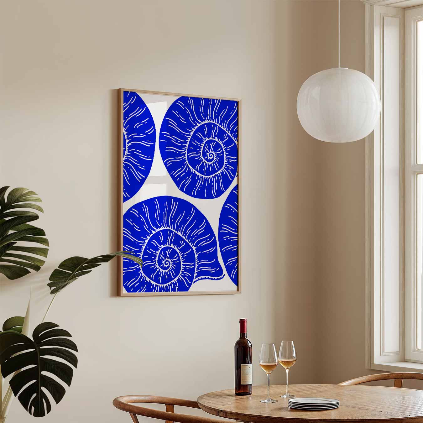 Spiralen in Blauw Poster-WallArtistic