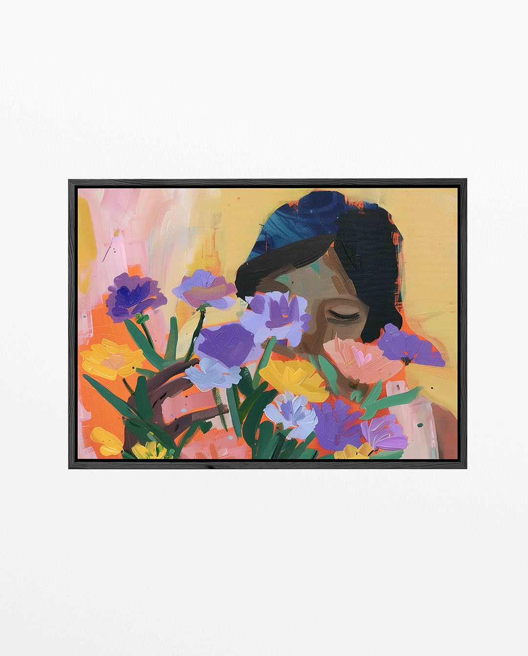 Bloemen en gezicht Kunstwerk