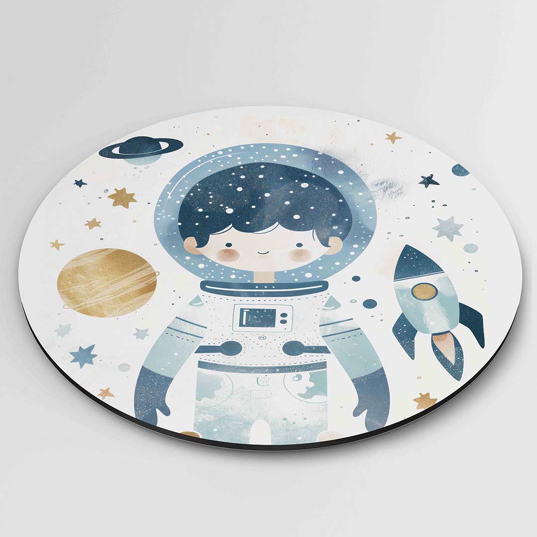 Astronaut en raket Muurcirkel