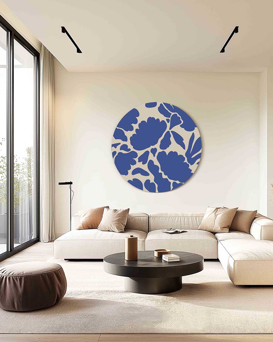 Blauwe bloemen Muurcirkel