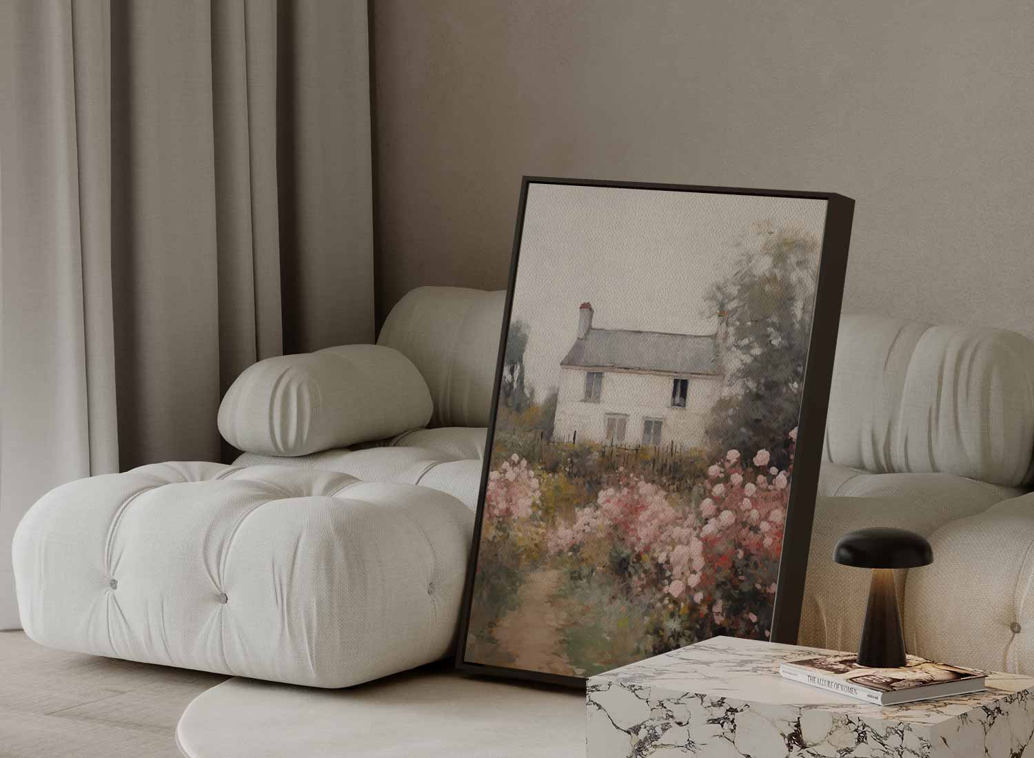 Romantisch Landhuis met Rozentuin Kunstwerk-canvas-dibond-plexiglas-wanddecoratie-WallArtistic