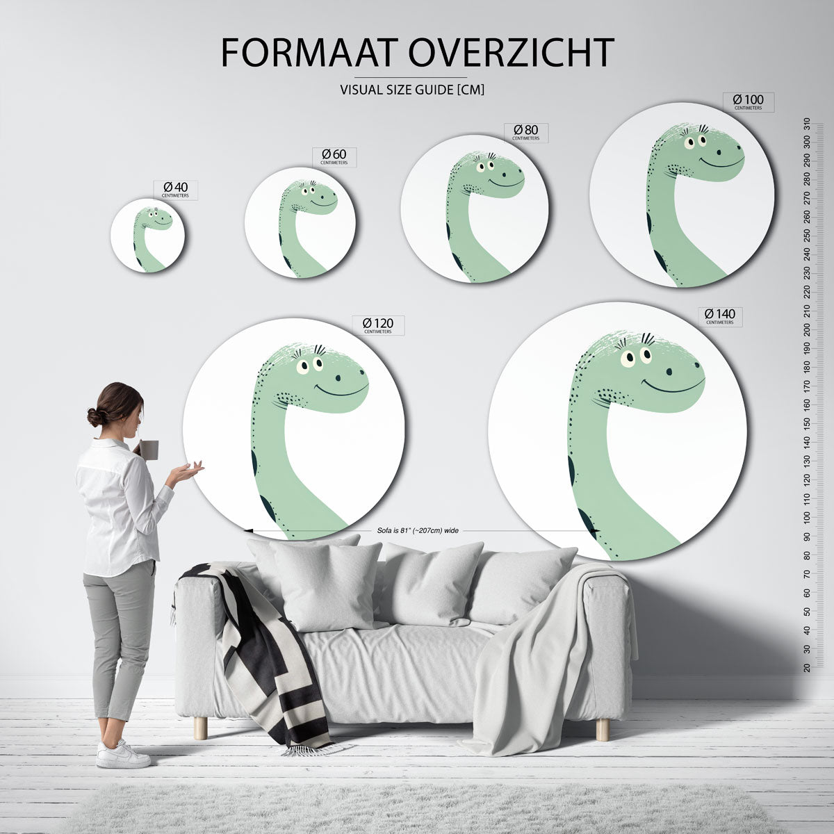 Dinosaurus illustratie Muurcirkel