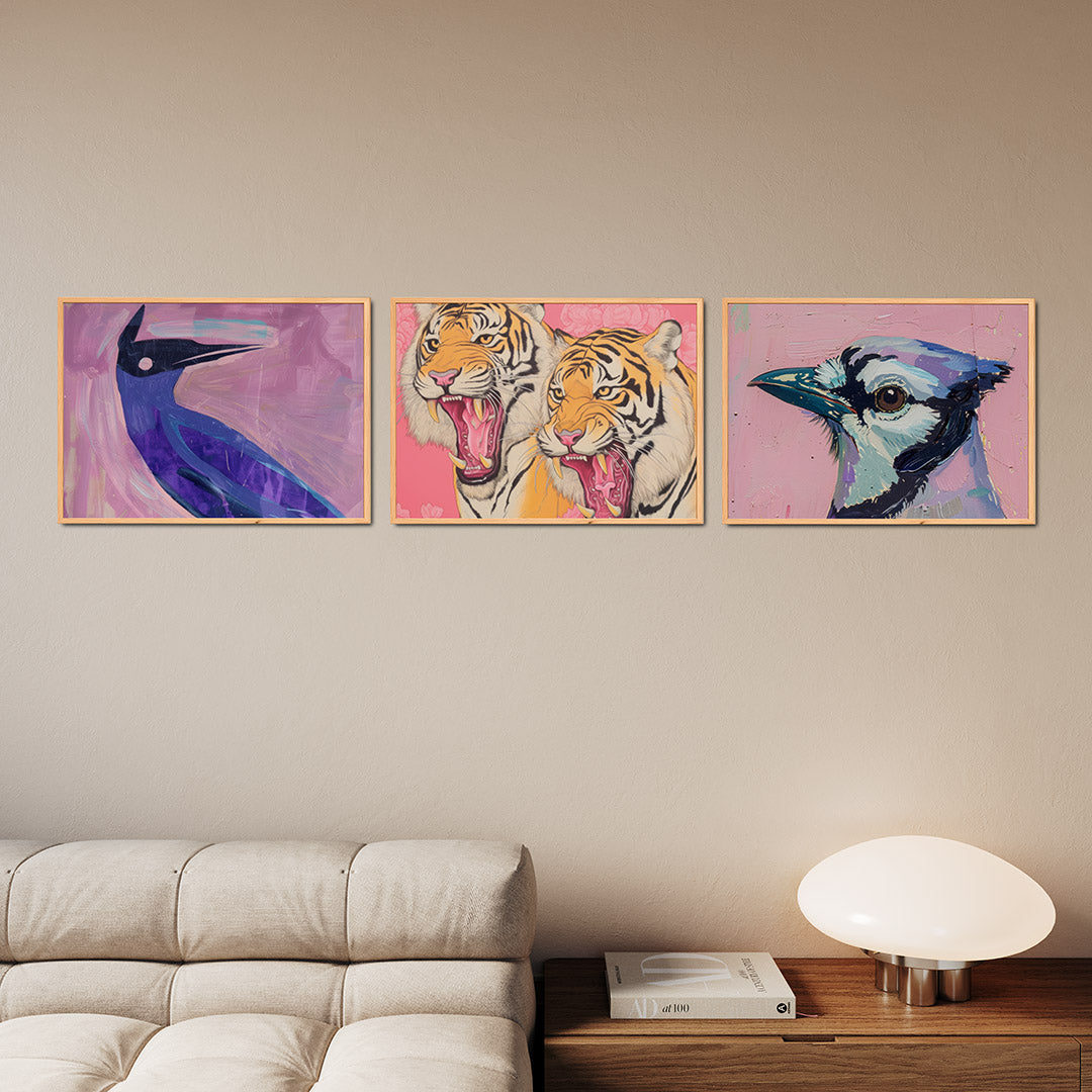 Kleurrijke vogelvorm Posterset