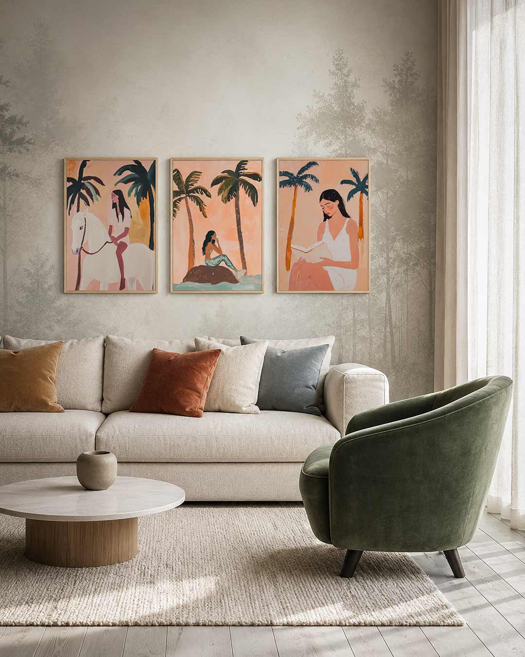 Zonsondergang en palmen Posterset