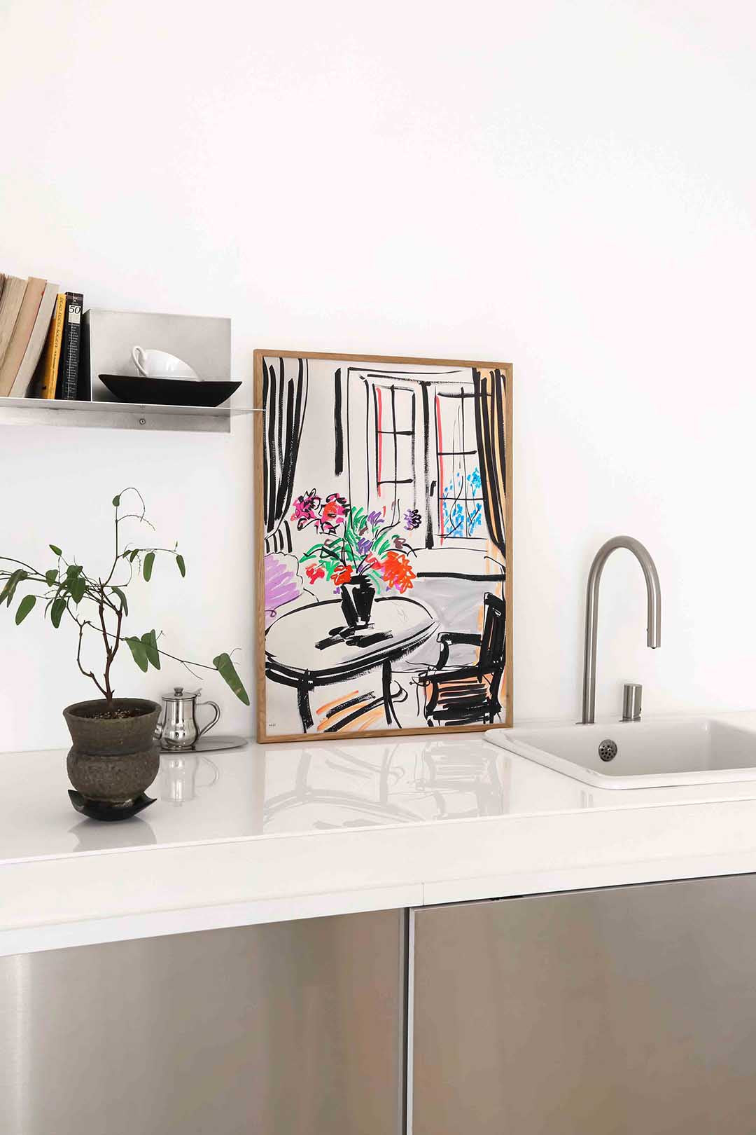 Bloemen op tafel Poster