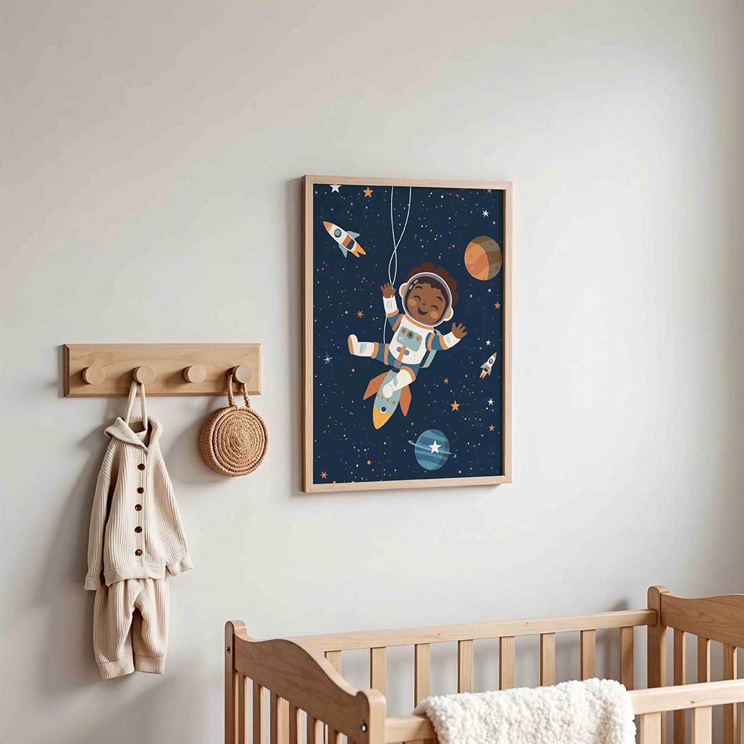 Astronaut en raketten Poster