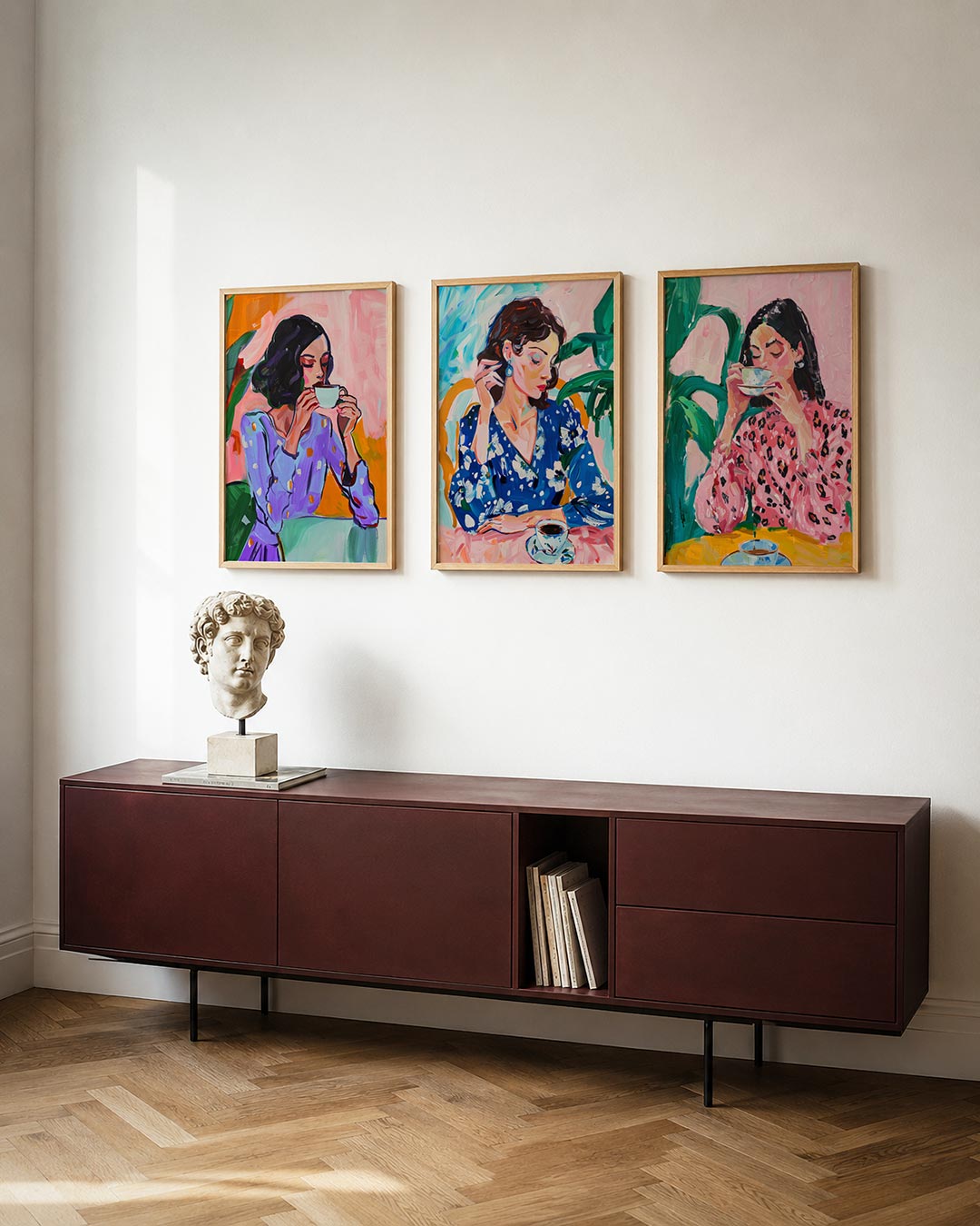 Kleurrijke koffiepauze Posterset
