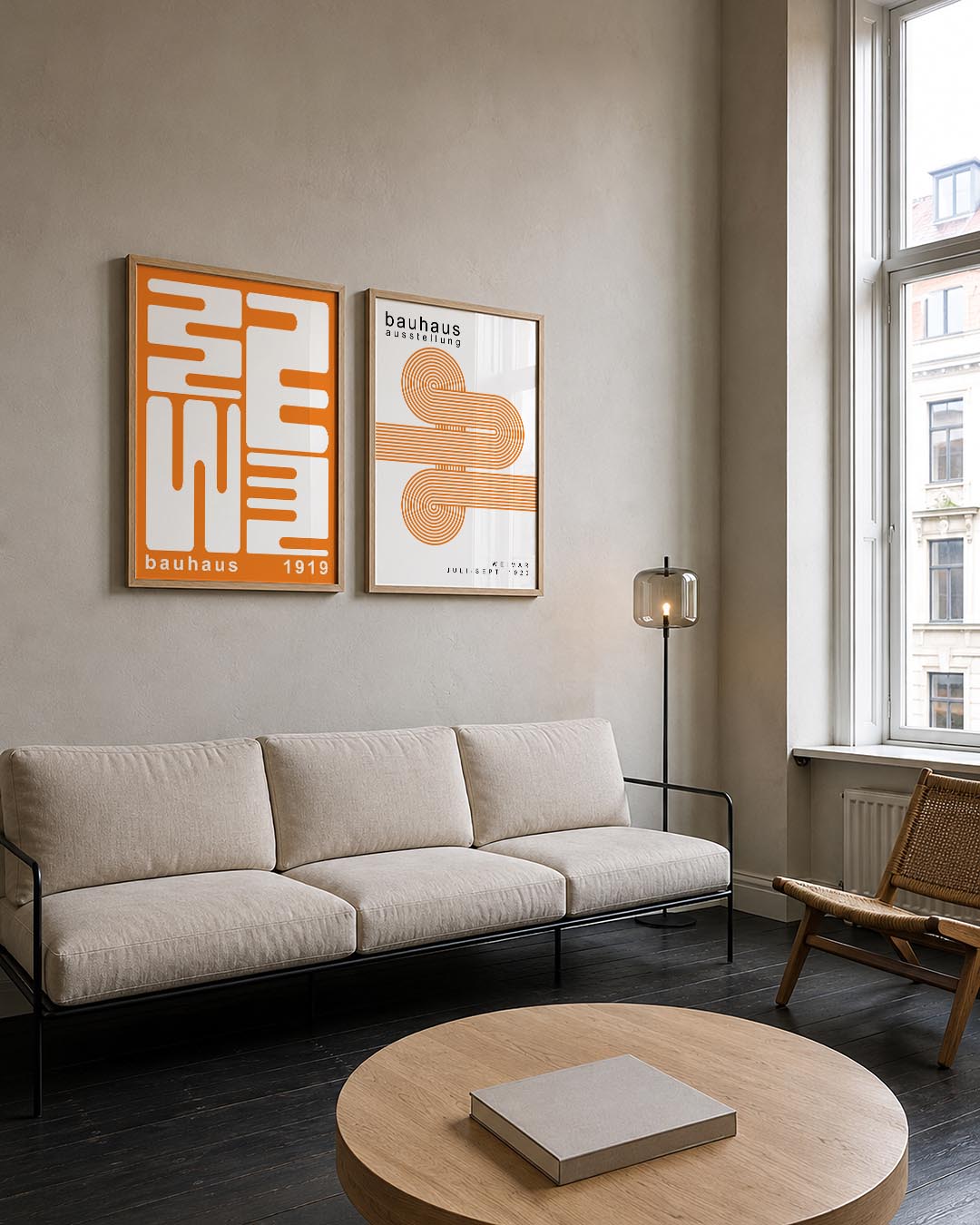 Oranje lijnenspel Posterset
