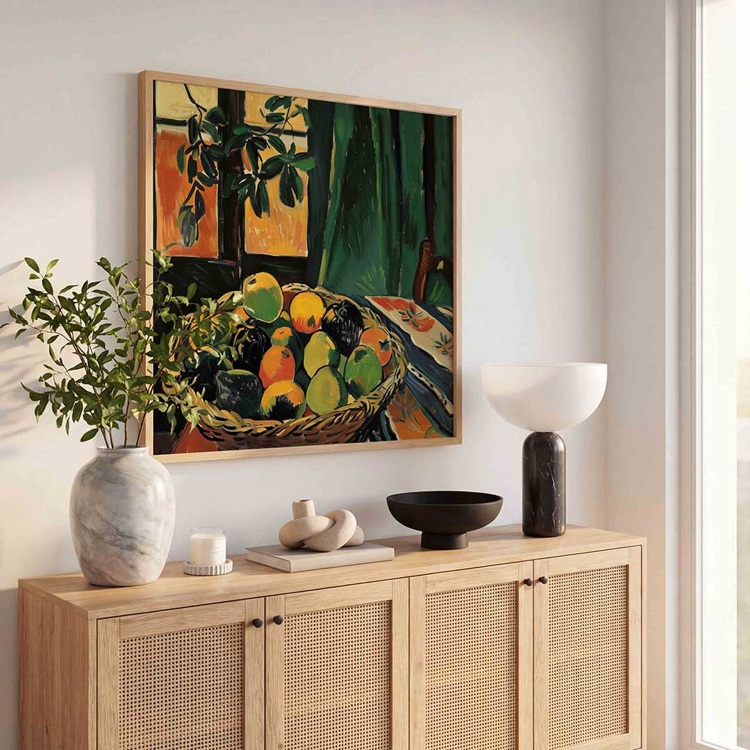 Mand met fruit Poster