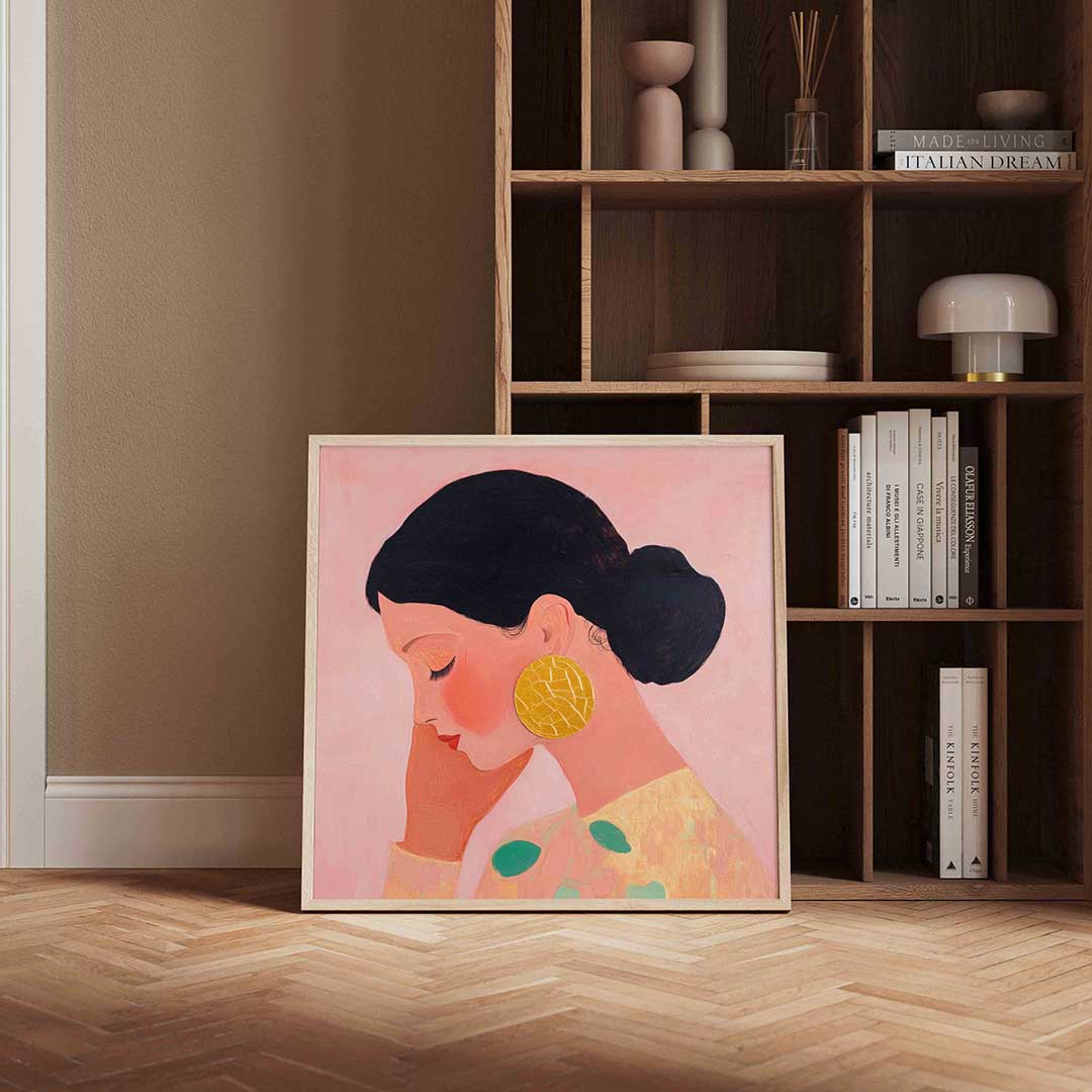 Vrouw met gouden oorbel Poster