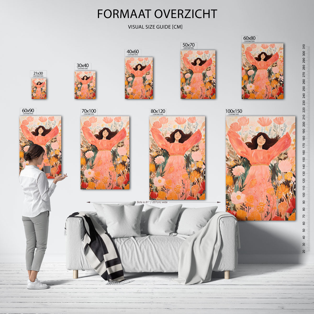 Vrouw in bloemen Poster