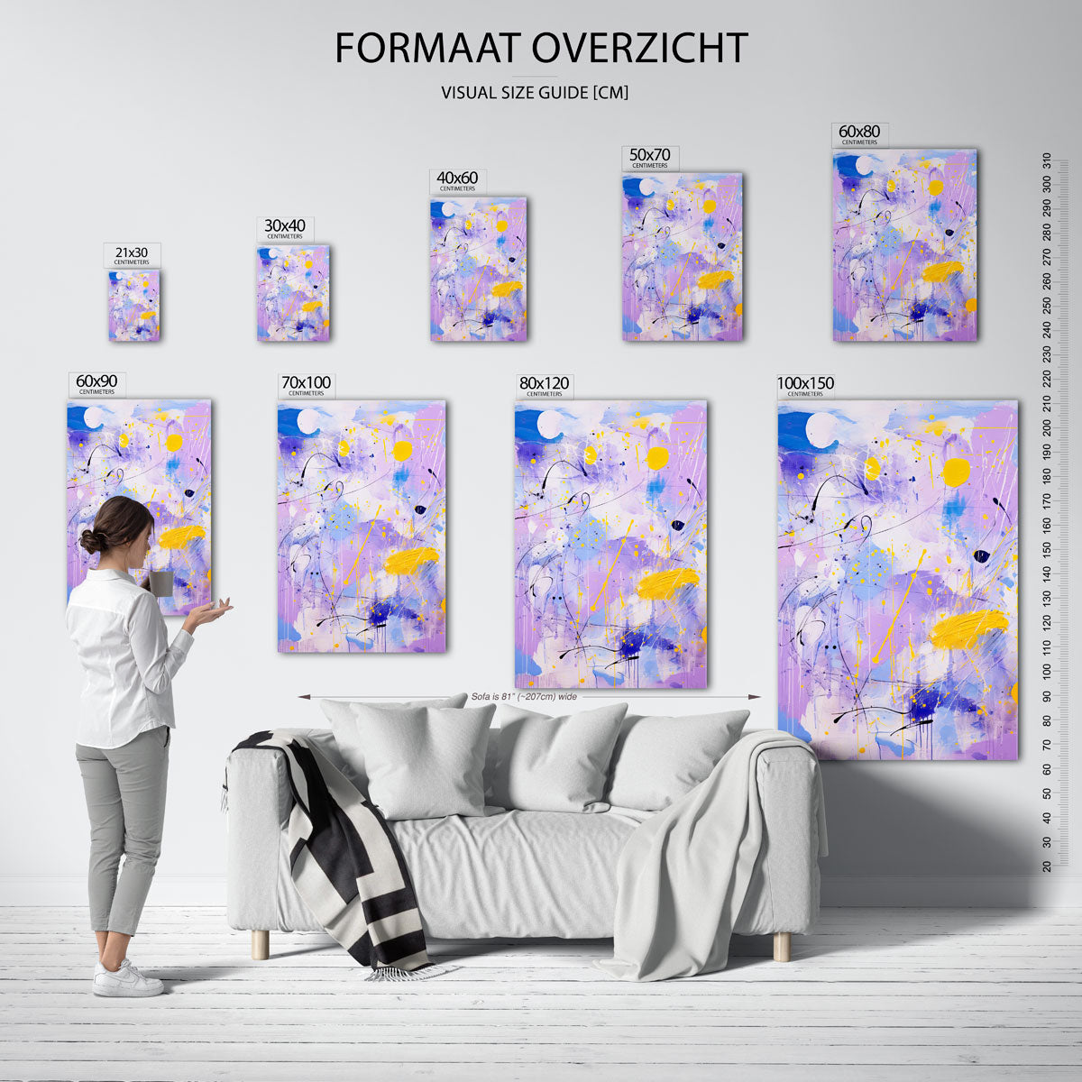 Abstracte paarse en gele Poster