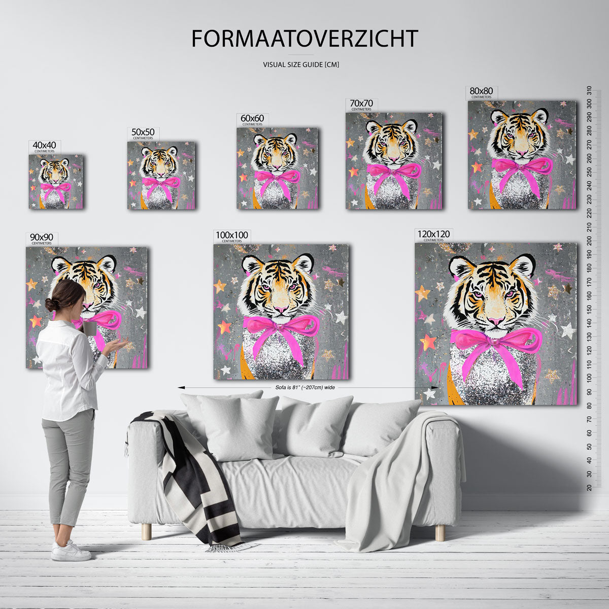 Tijger met roze strik Poster