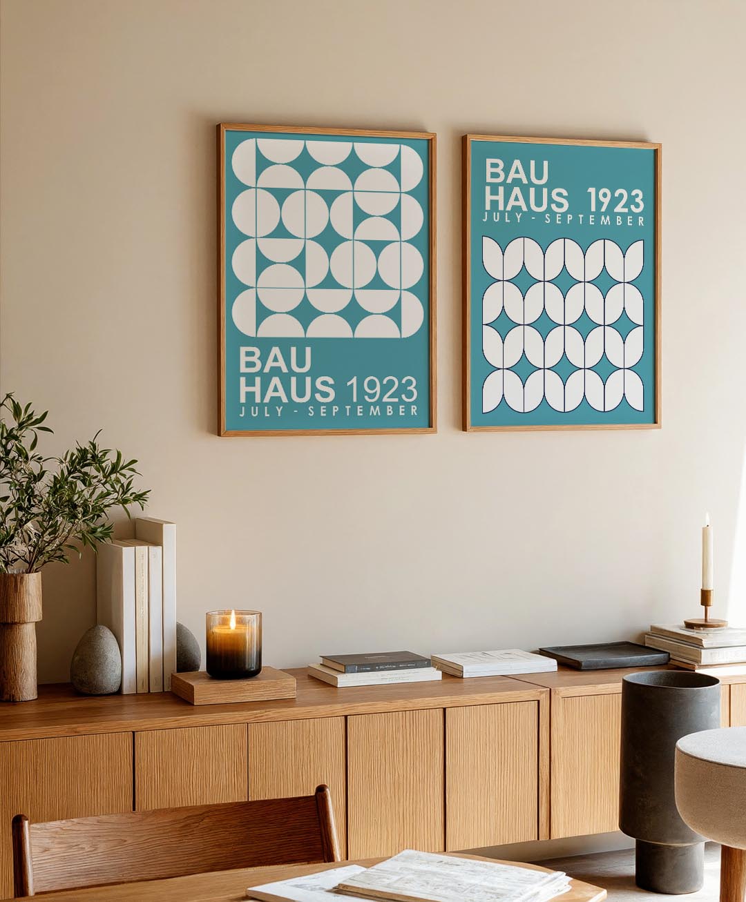 Cirkelpatroon blauw Posterset