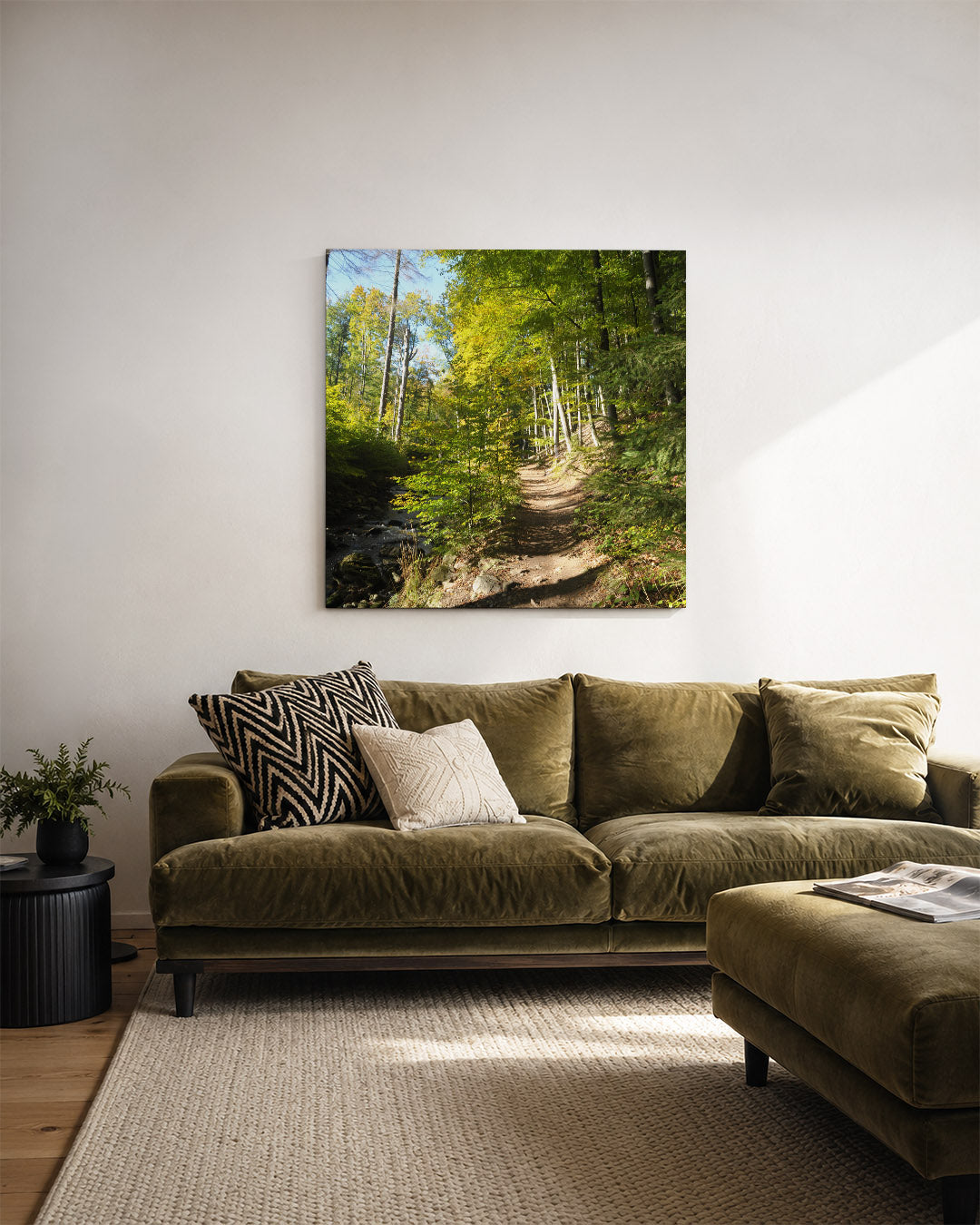 Boswandeling in zonlicht Kunstwerk