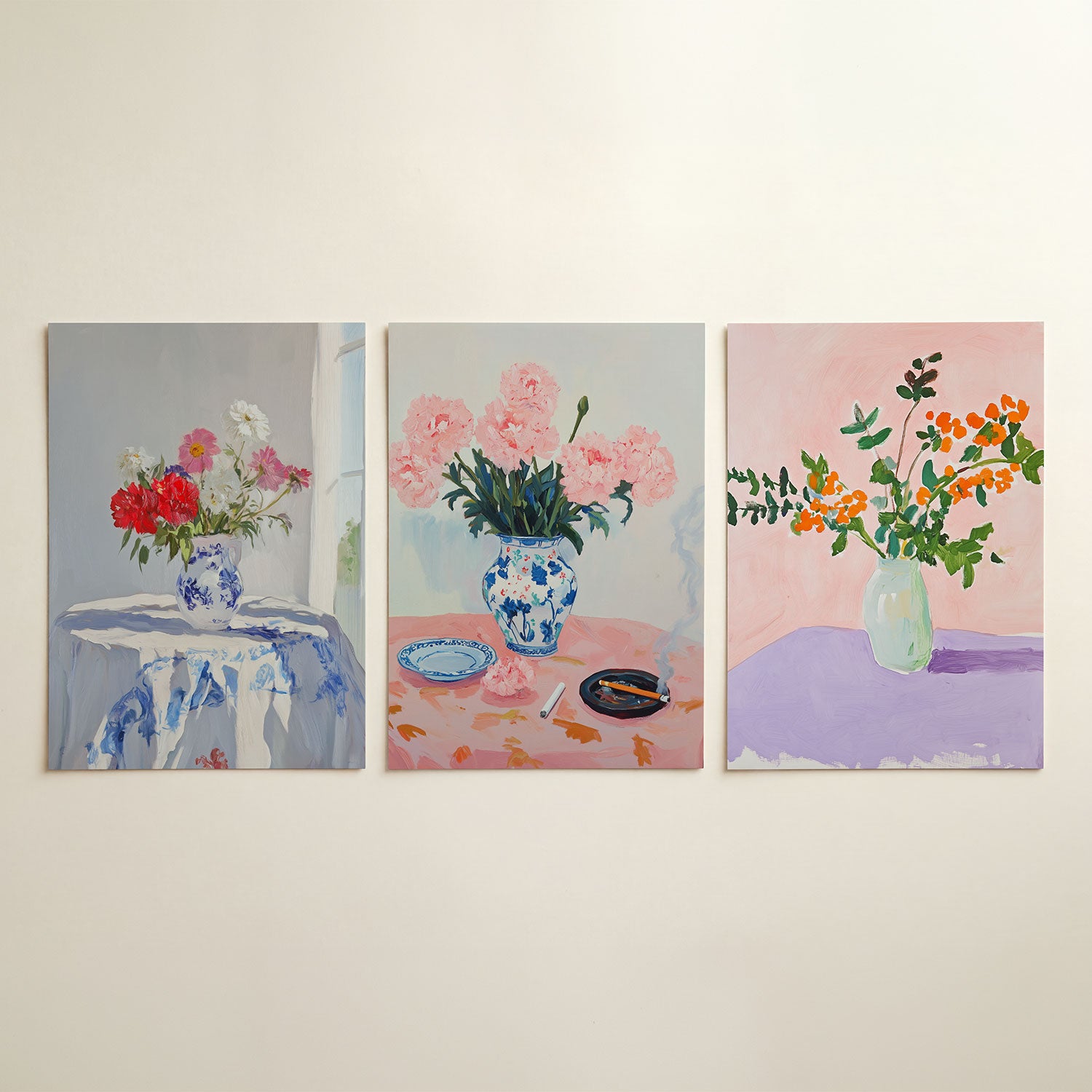 Tafel met bloemen Posterset