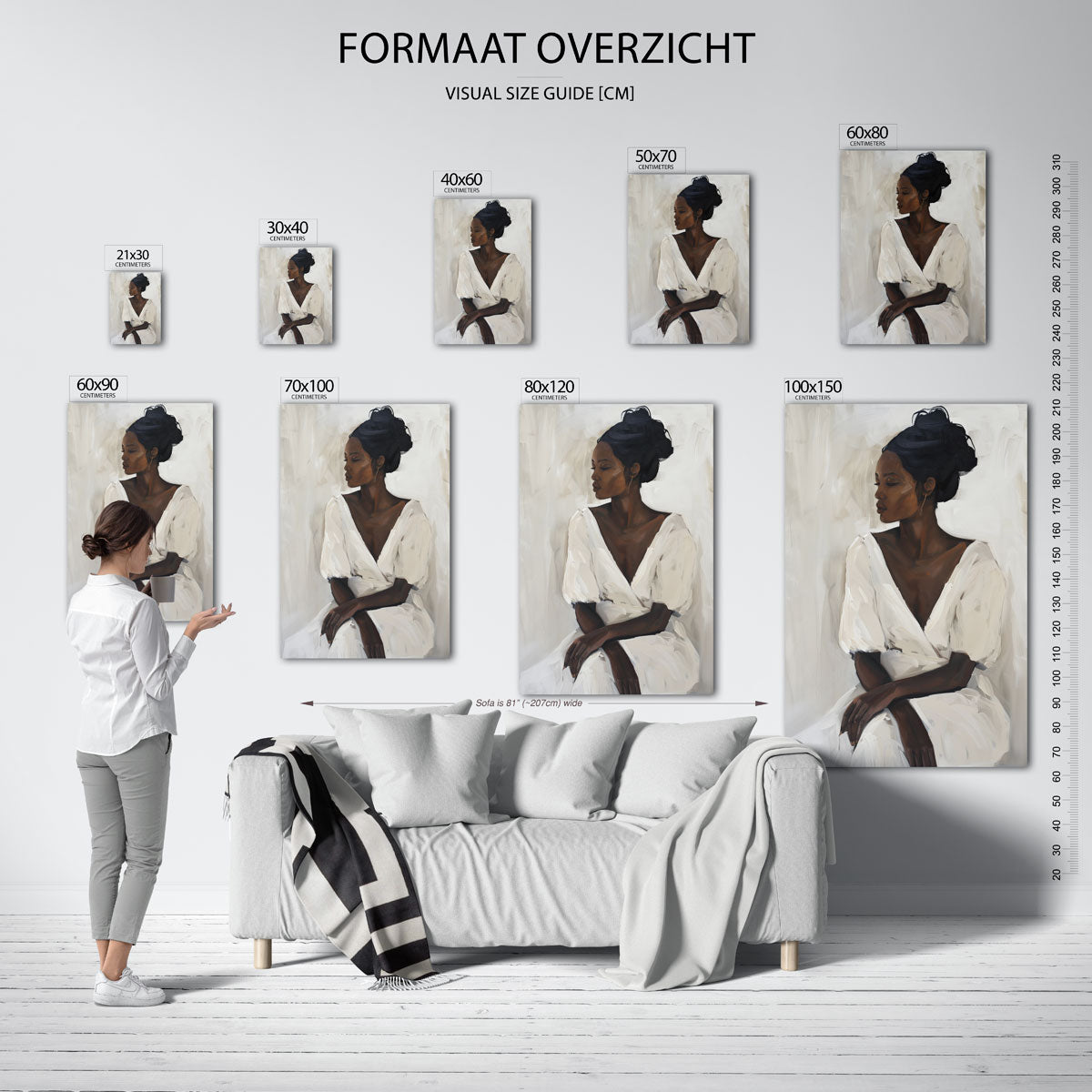 Vrouw in witte jurk Poster
