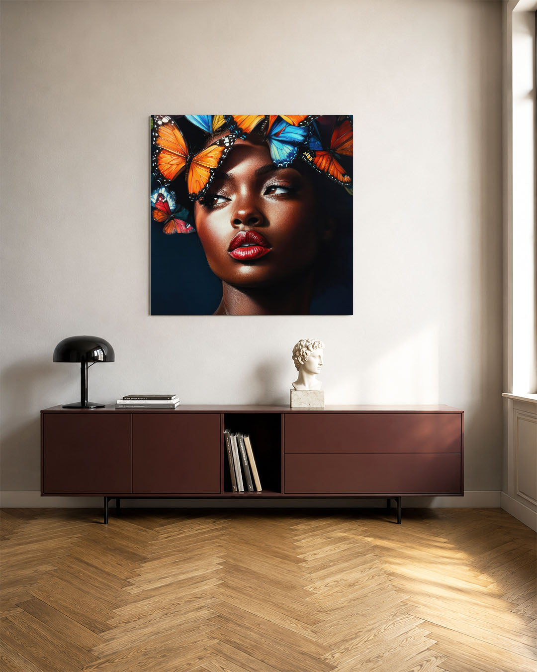 Vlinders en portret Kunstwerk