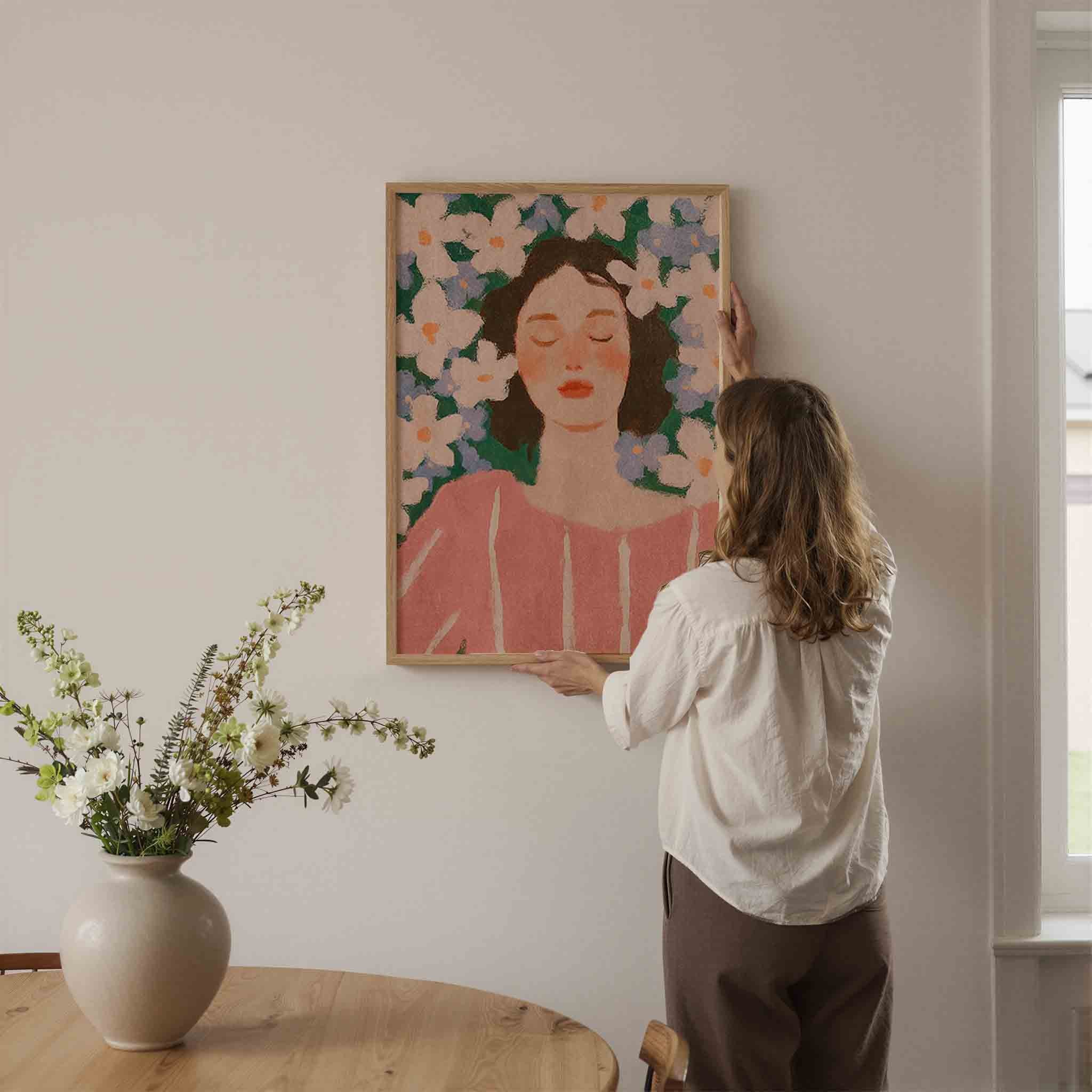 Vrouw met bloemen Poster