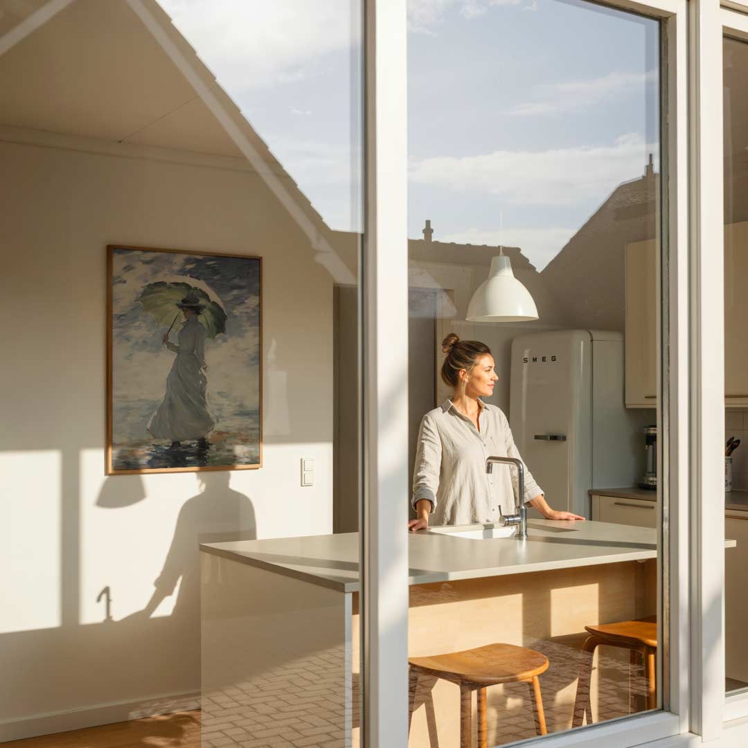 Vrouw met Parasol Onder een Zomerse Lucht Poster-WallArtistic