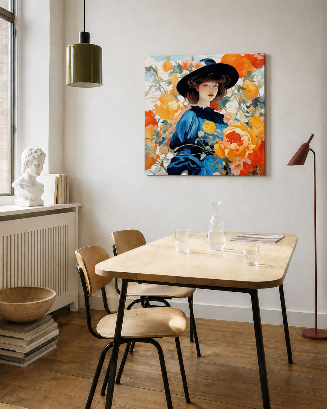 Vrouw met bloemen Kunstwerk