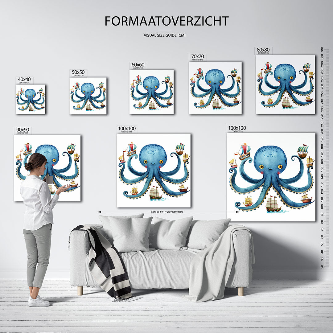 Vrolijke octopus illustratie Kunstwerk