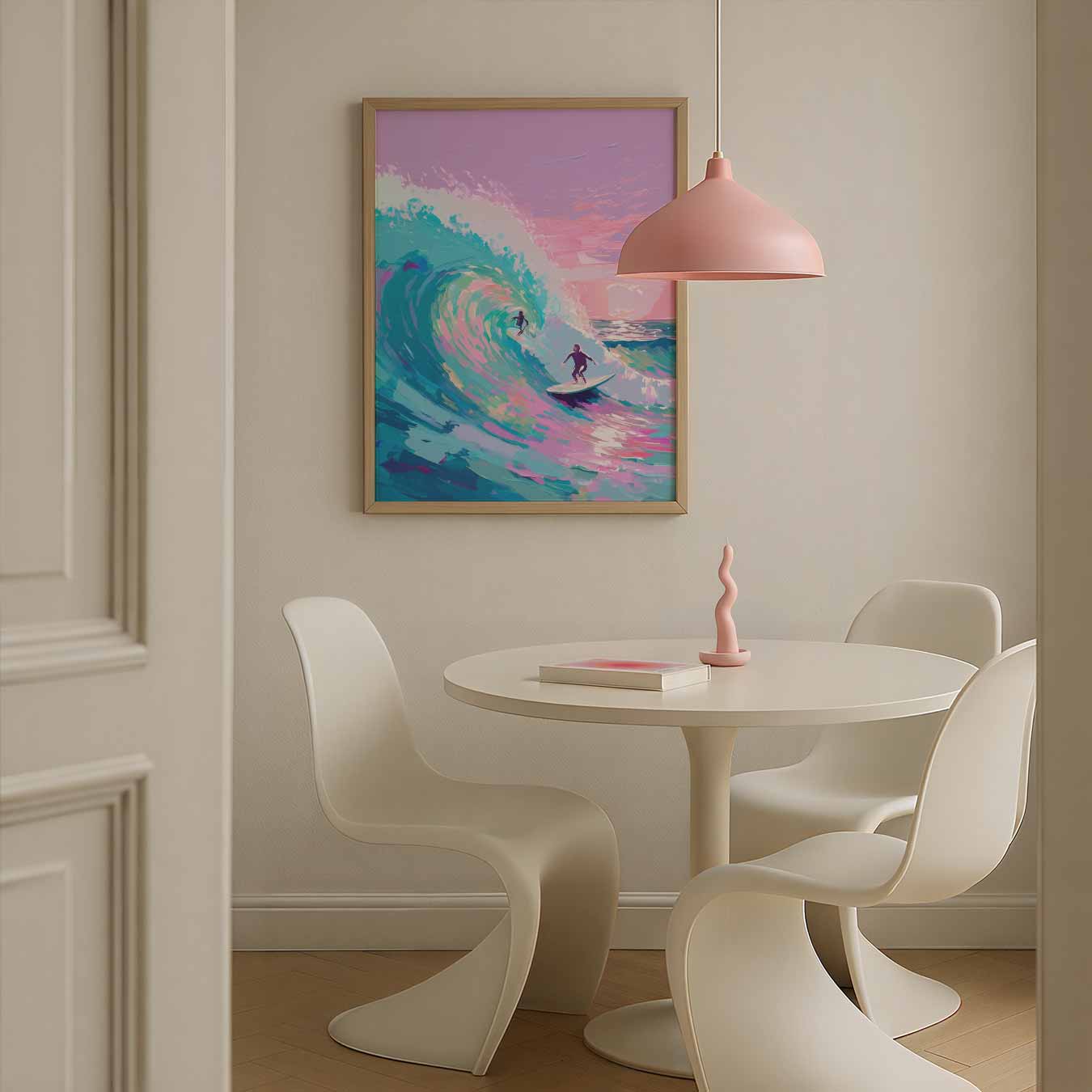 Surf Avontuur in Kleurrijke Golven Poster-WallArtistic