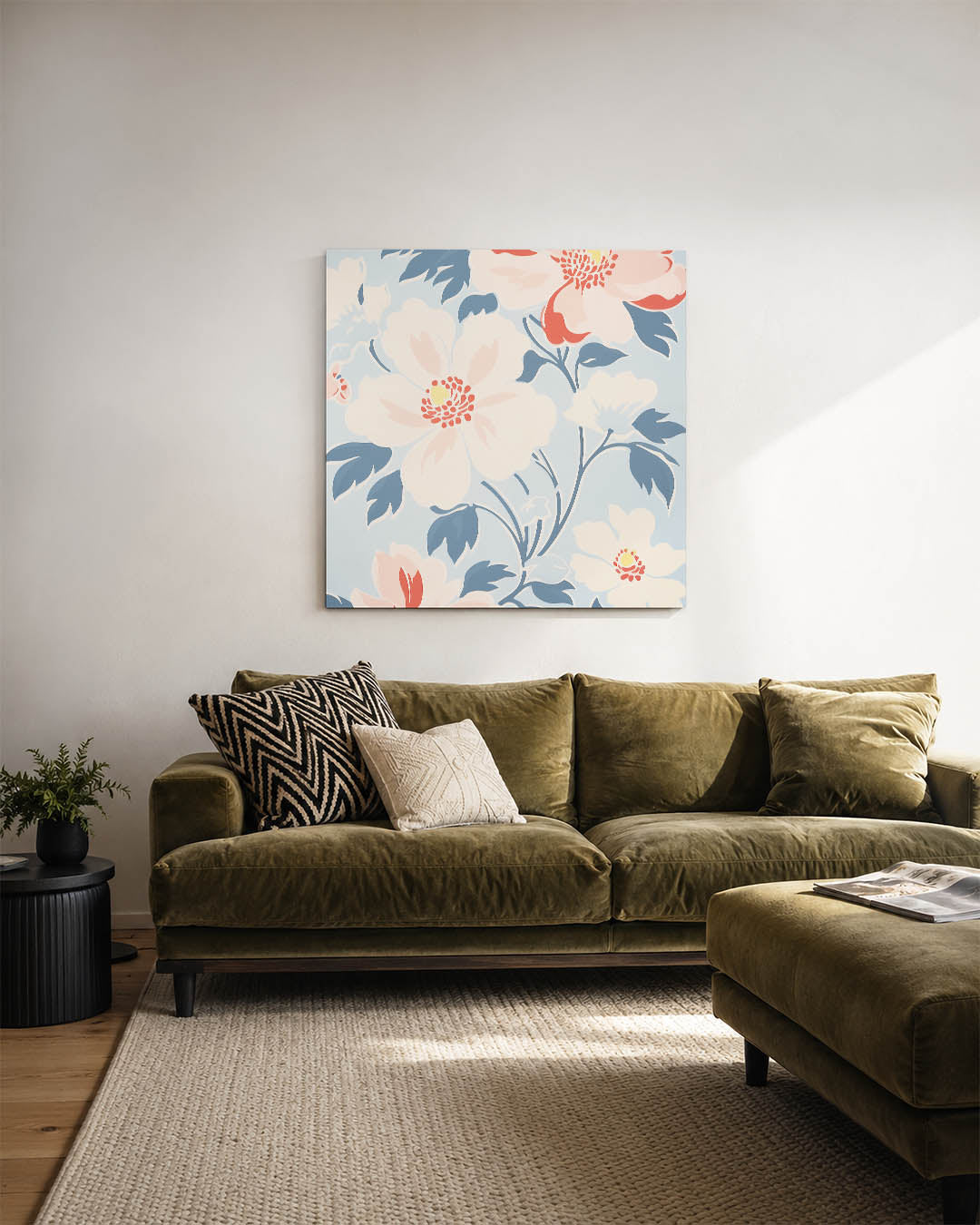 Bloemmotief met zachte tinten Kunstwerk
