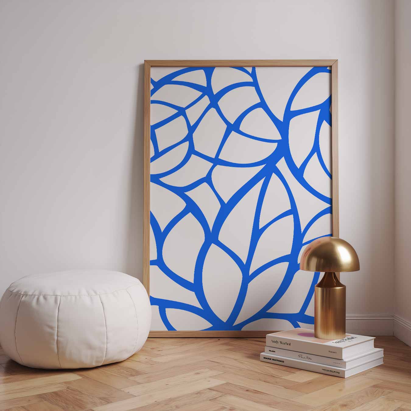 Moderne Blauw-Witte Abstracte Poster-WallArtistic