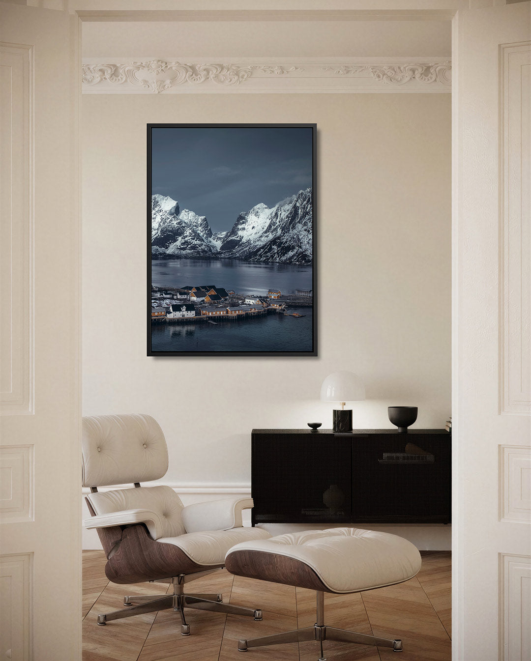 Berglandschap met huisjes Kunstwerk