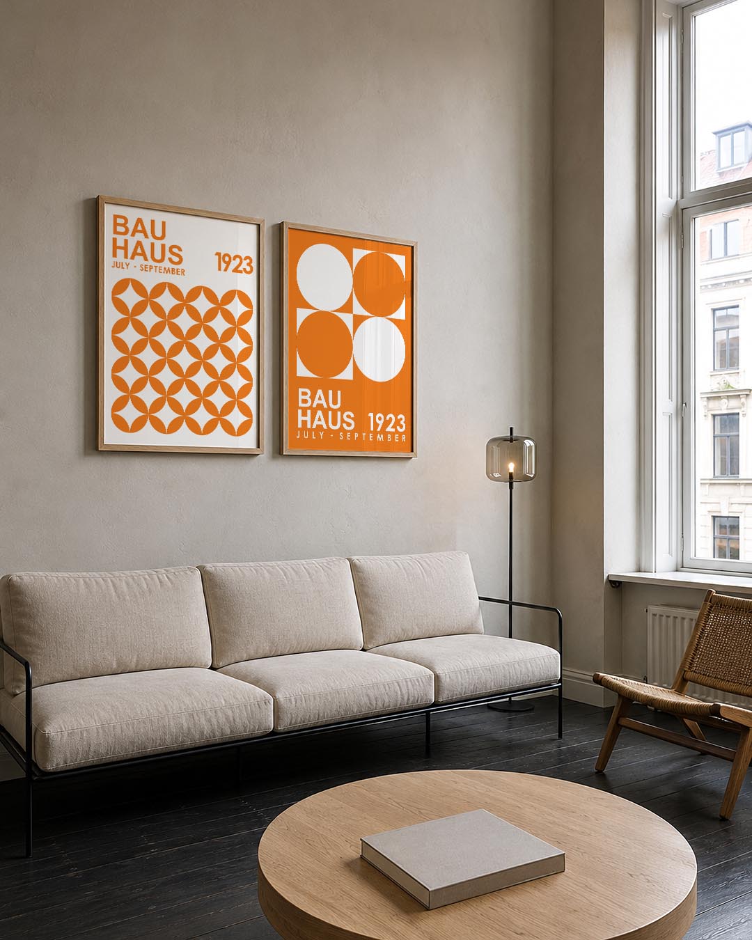 Oranje cirkelpatroon Posterset