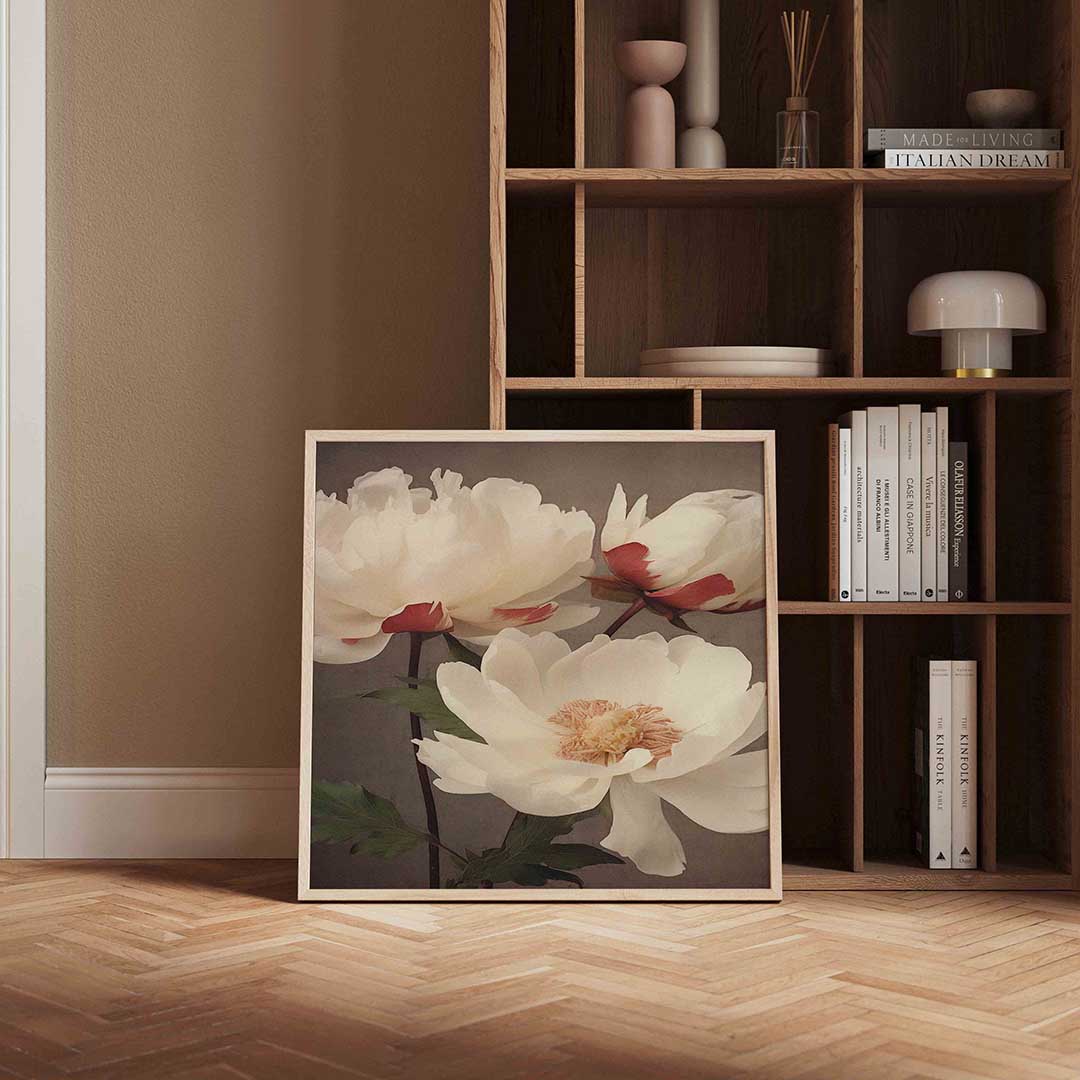 Witte bloemen Poster
