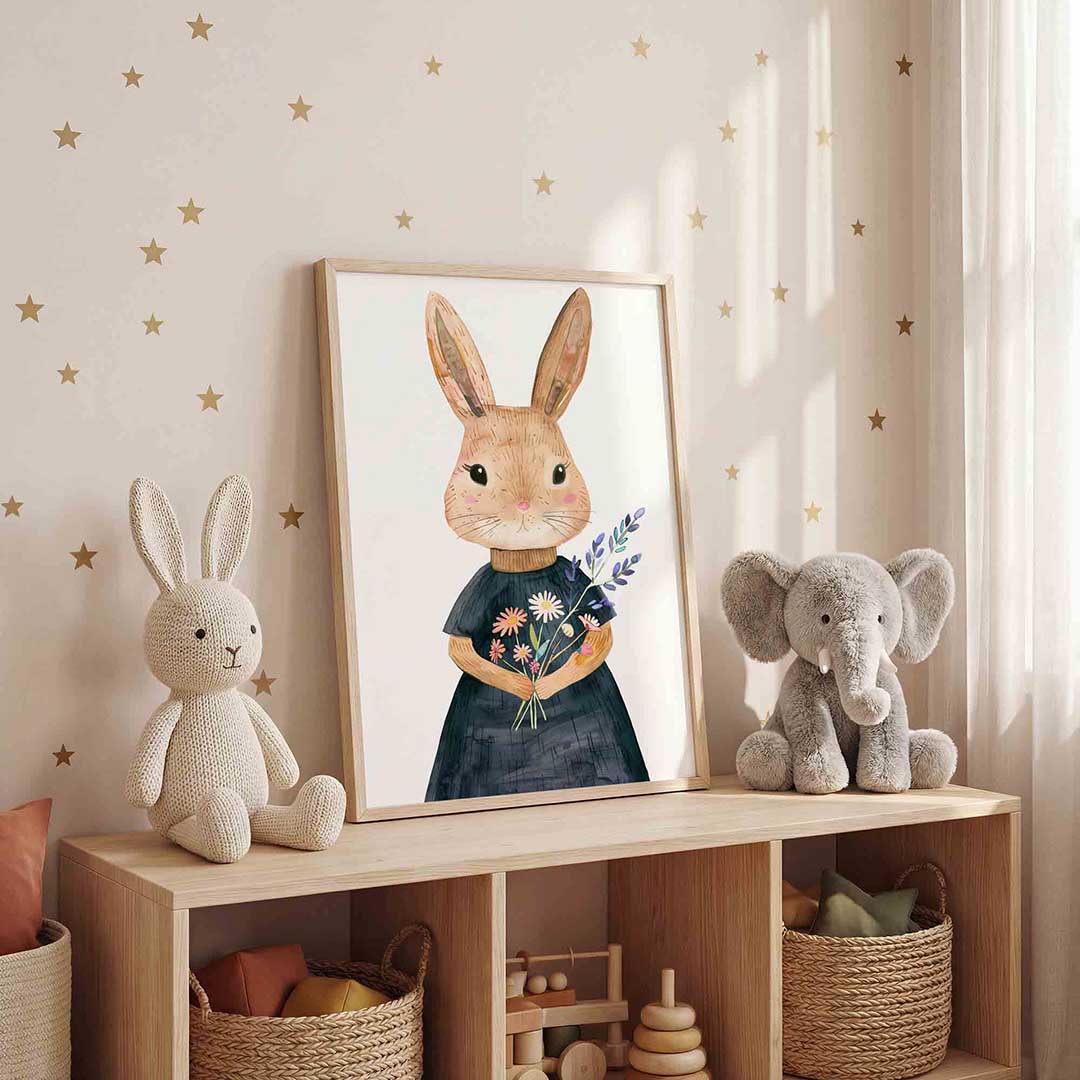 Konijn met bloemen Poster
