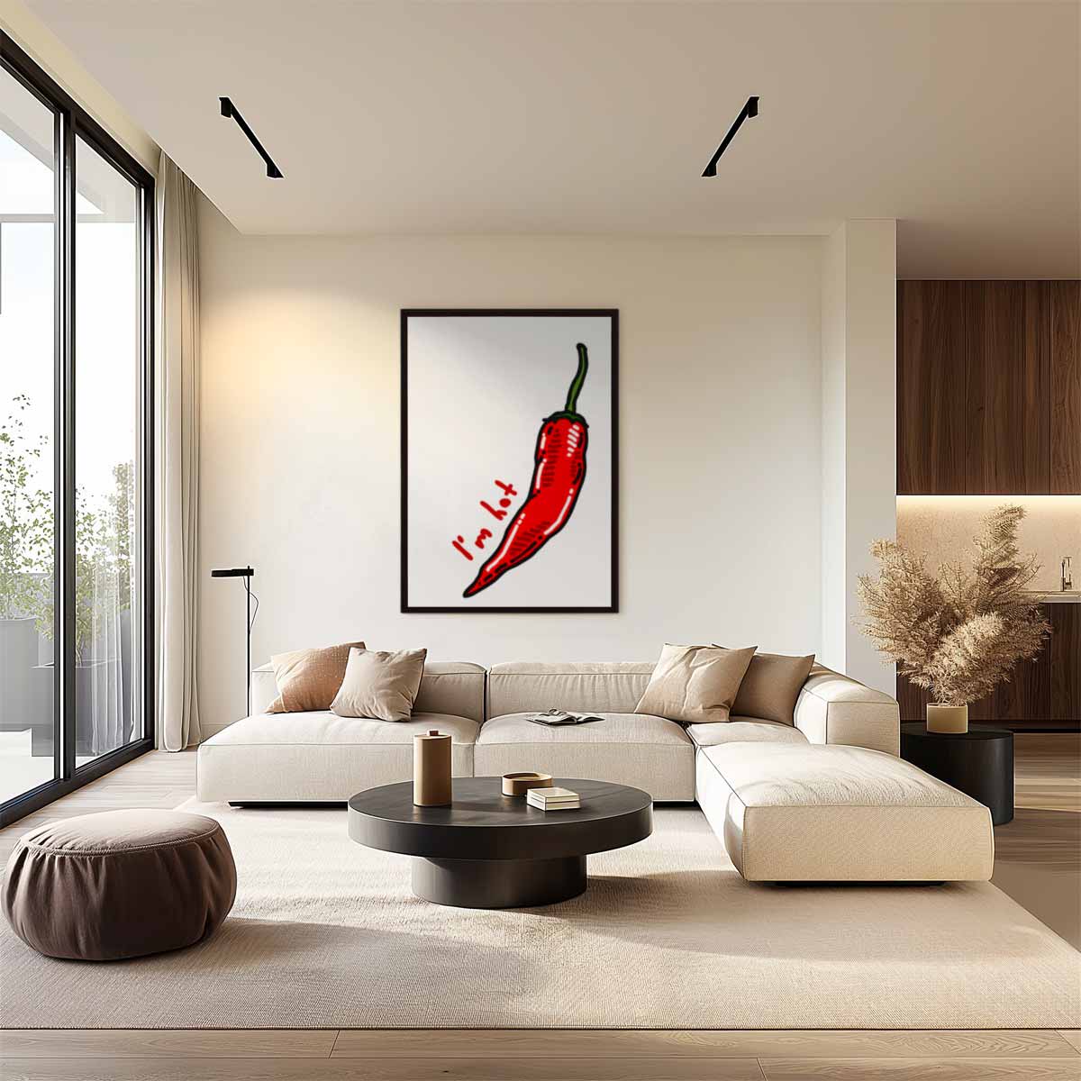 Prachtige Rode Chili Illustratie Kunstwerk-canvas-dibond-plexiglas-wanddecoratie-WallArtistic