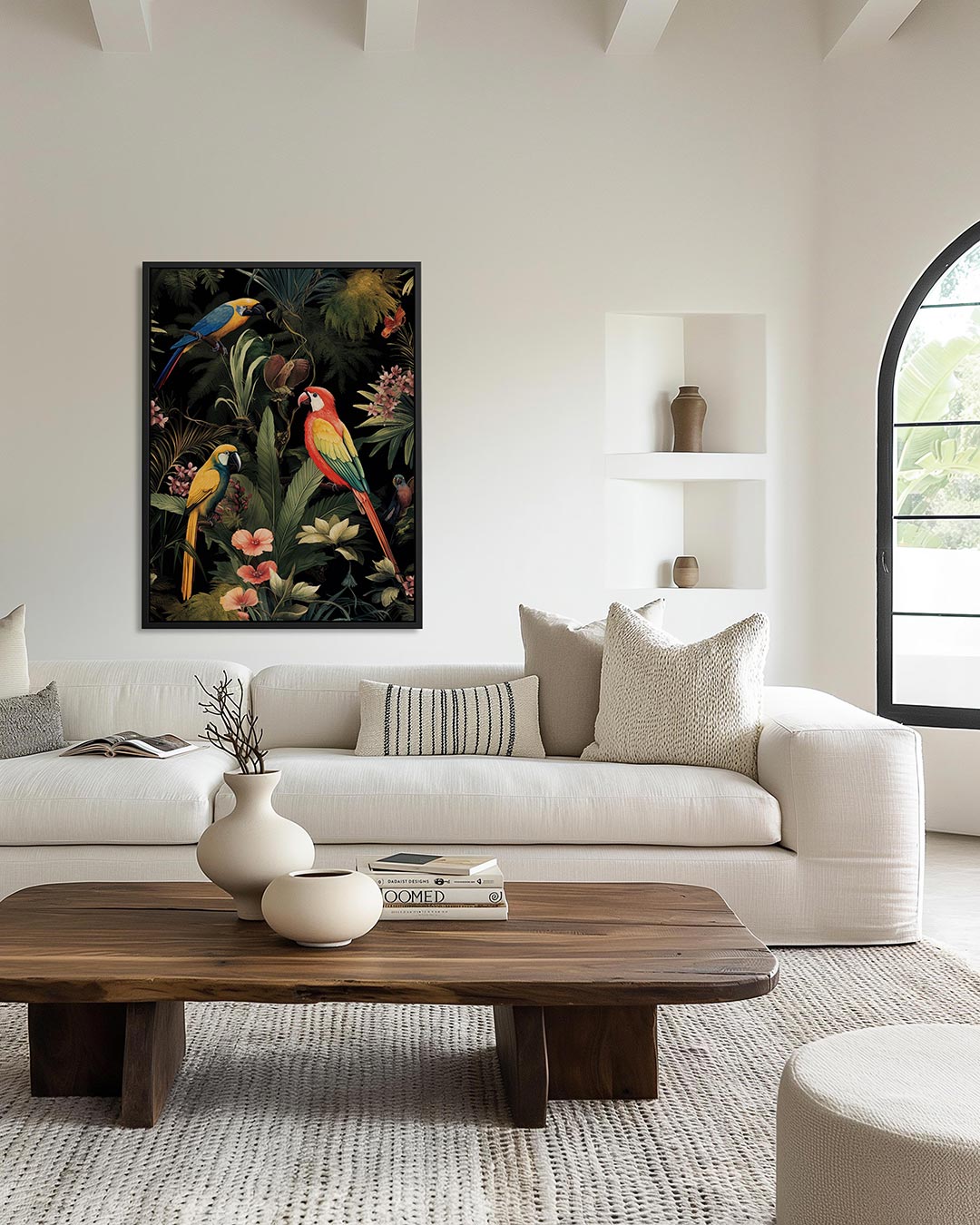 Exotische vogels en bladeren Kunstwerk