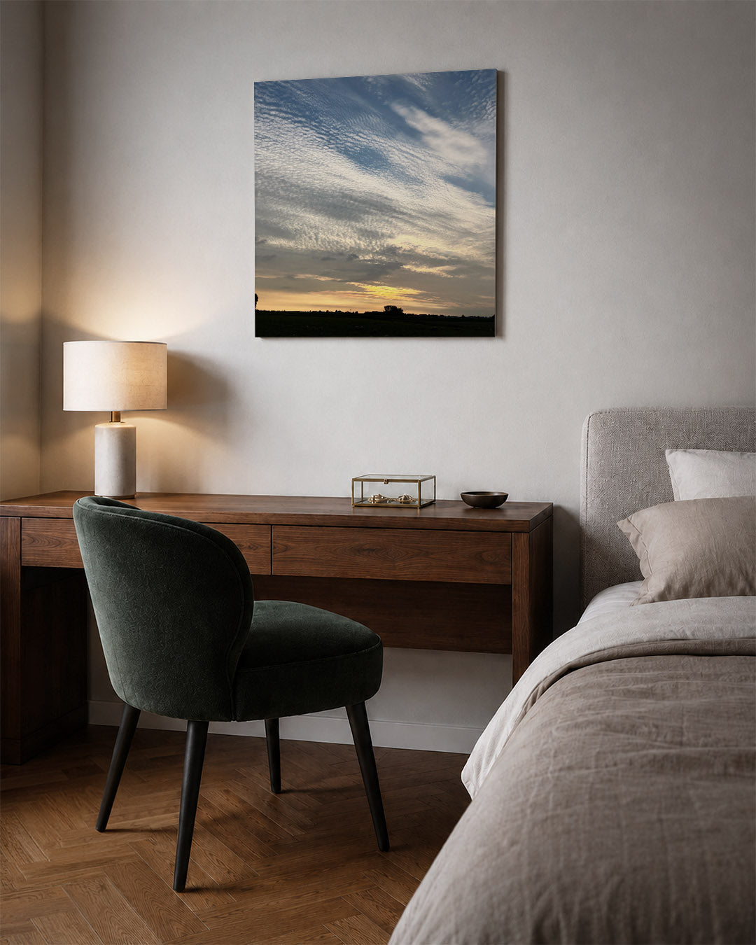Wolkenspel bij zonsondergang Kunstwerk