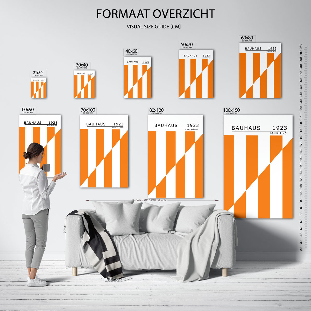 Oranje lijnenspel Poster