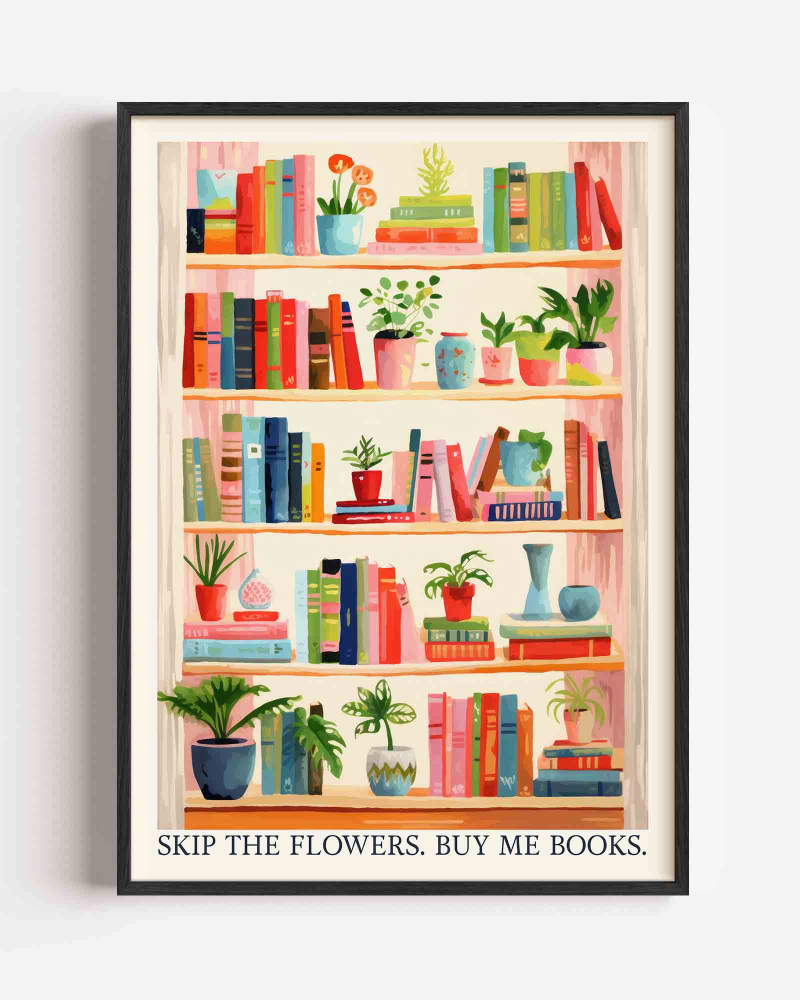Boekenplank met planten Poster
