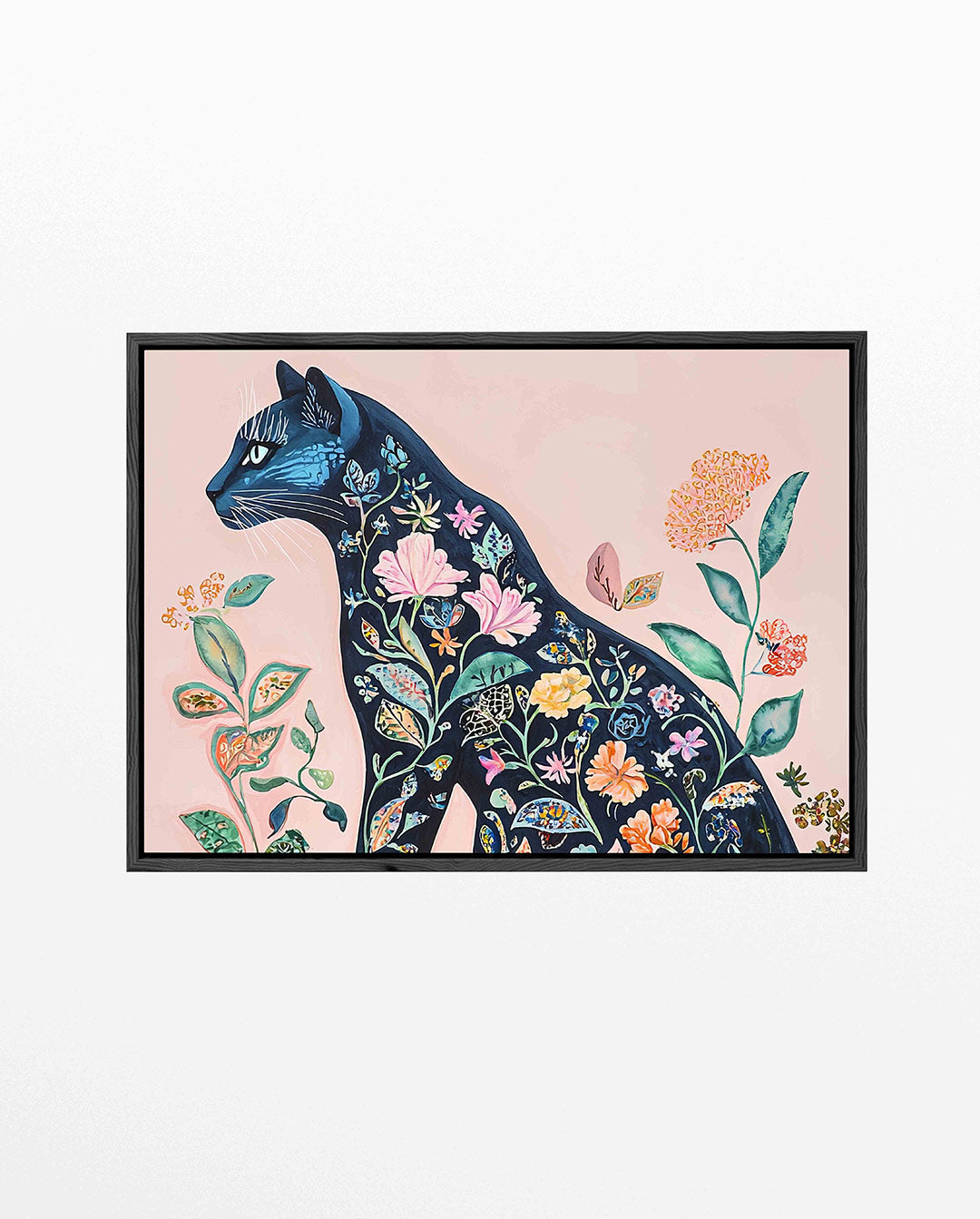 Floraal kattenportret Kunstwerk