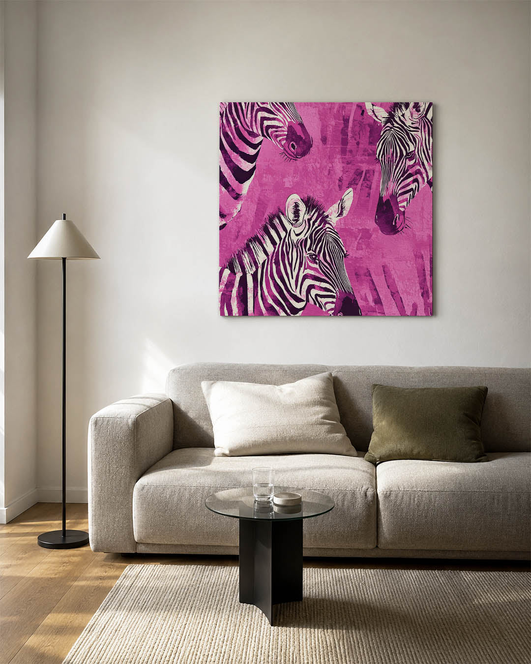 Zebra's in levendige tinten Kunstwerk