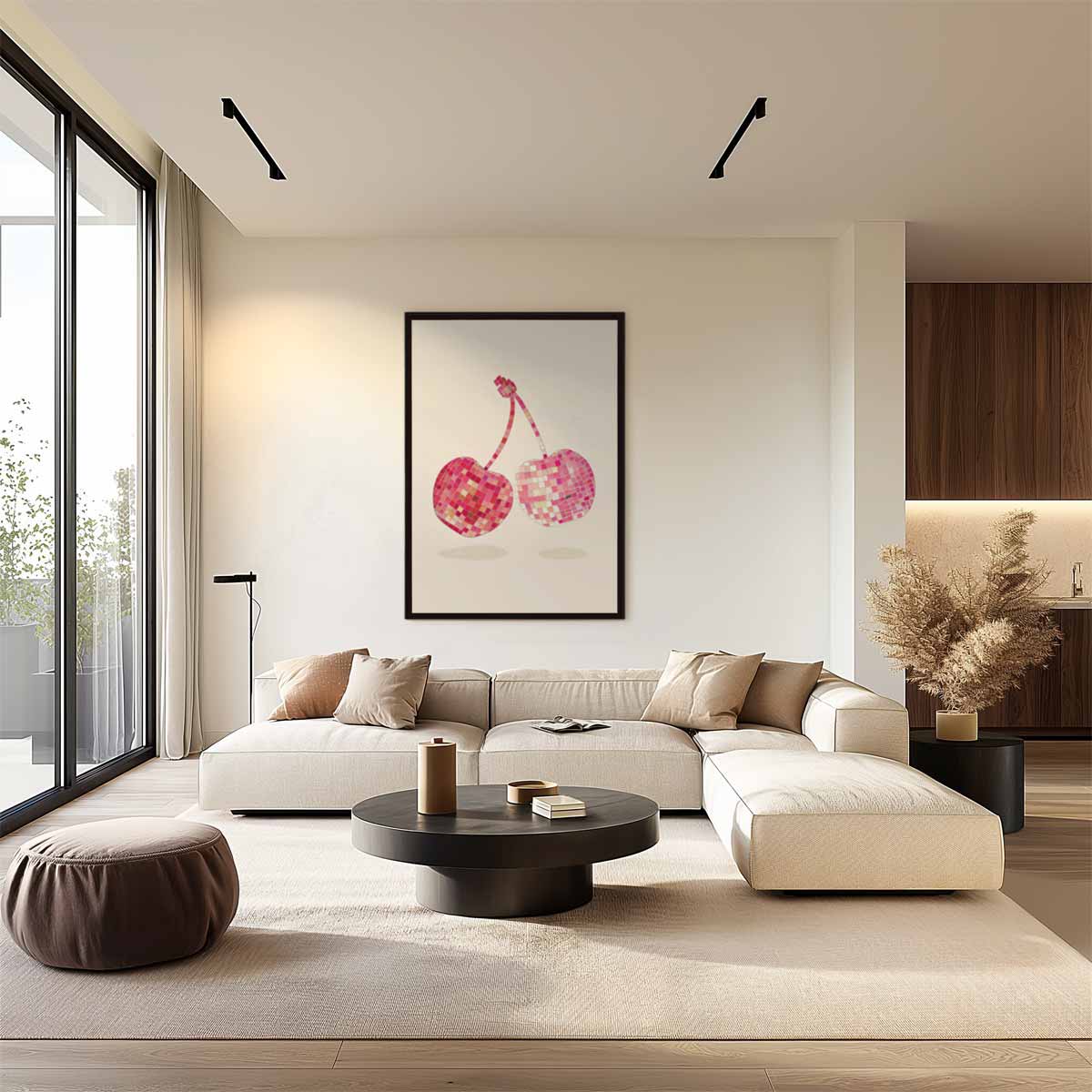 Mozaïek Kersen Vrolijk Aan de Muur Kunstwerk-canvas-dibond-plexiglas-wanddecoratie-WallArtistic