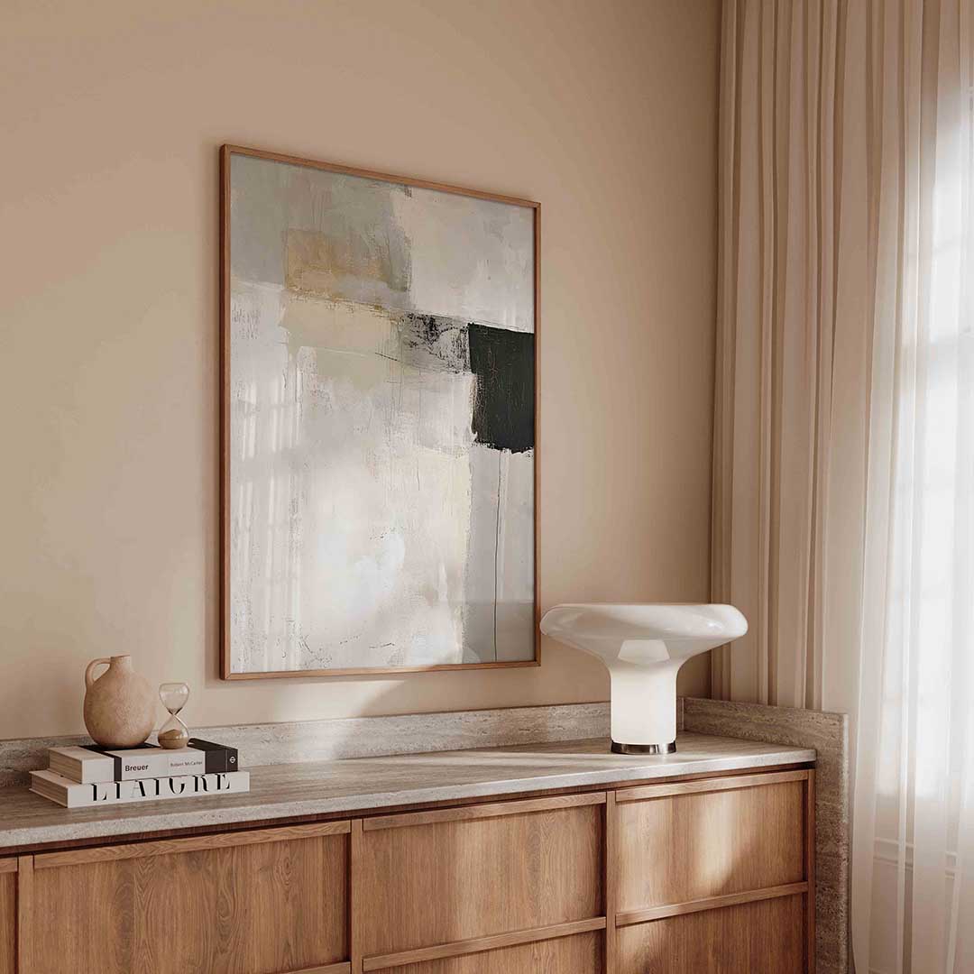 Abstracte beige en zwarte Poster