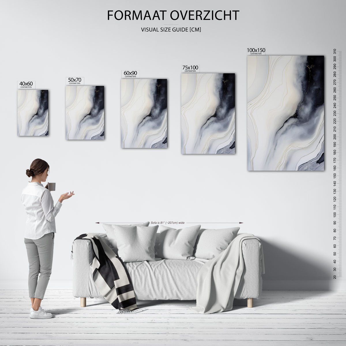Golvende lijnen compositie Kunstwerk
