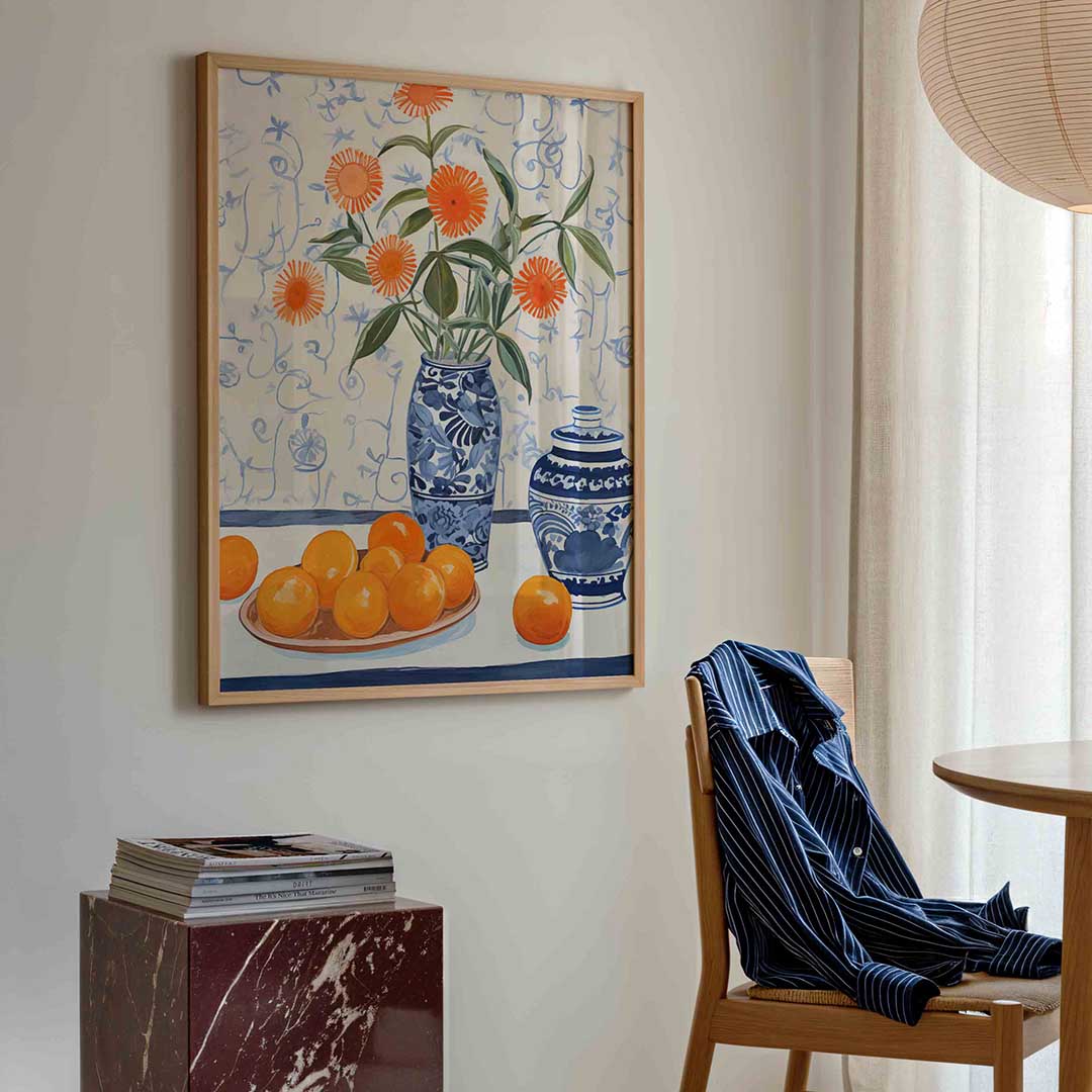 Bloemen en sinaasappels Poster