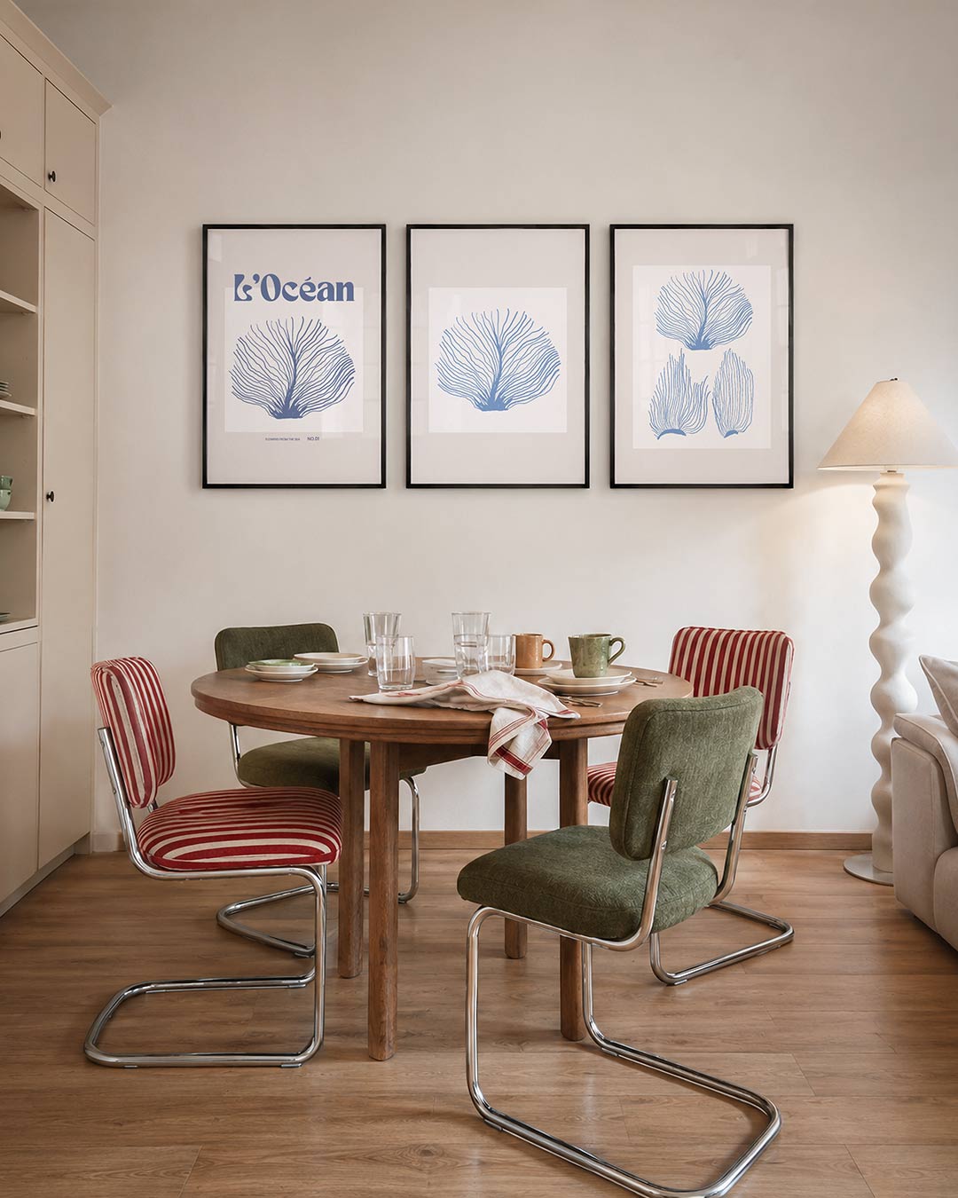 Zeevormen en lijnen Posterset