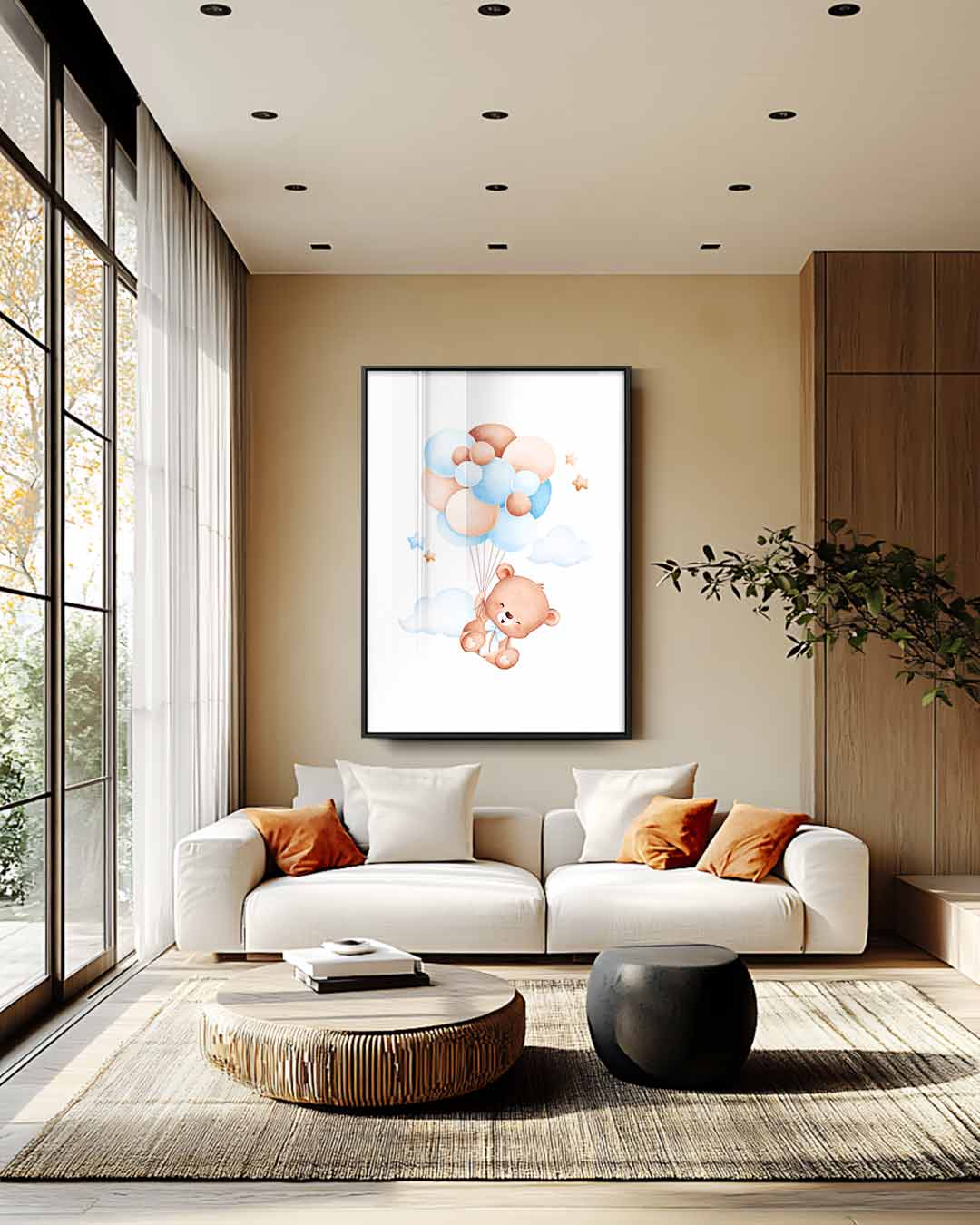 Luchtige Beer met Ballonnen Kunstwerk-canvas-dibond-plexiglas-wanddecoratie-WallArtistic