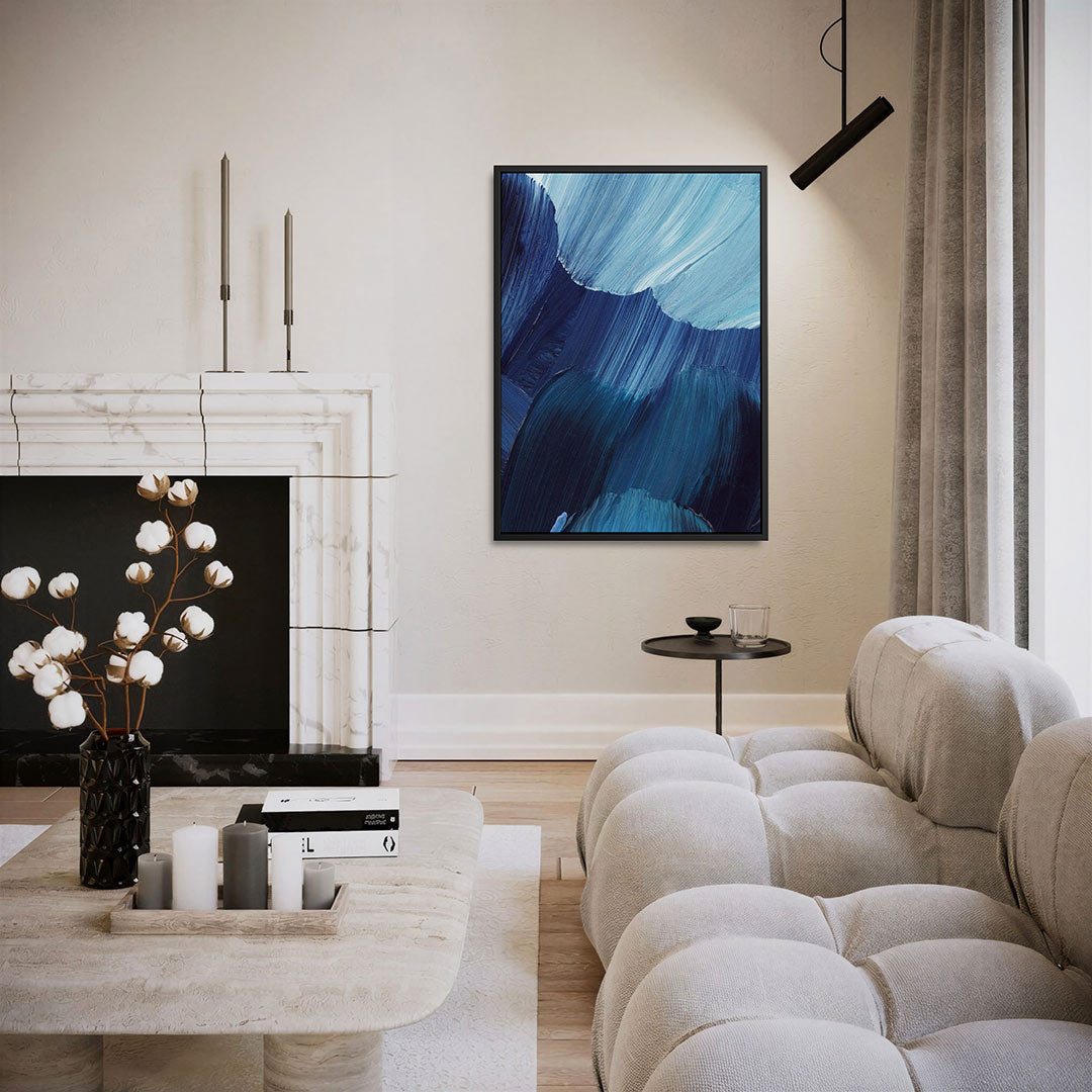 Dynamische blauwe borstels Kunstwerk